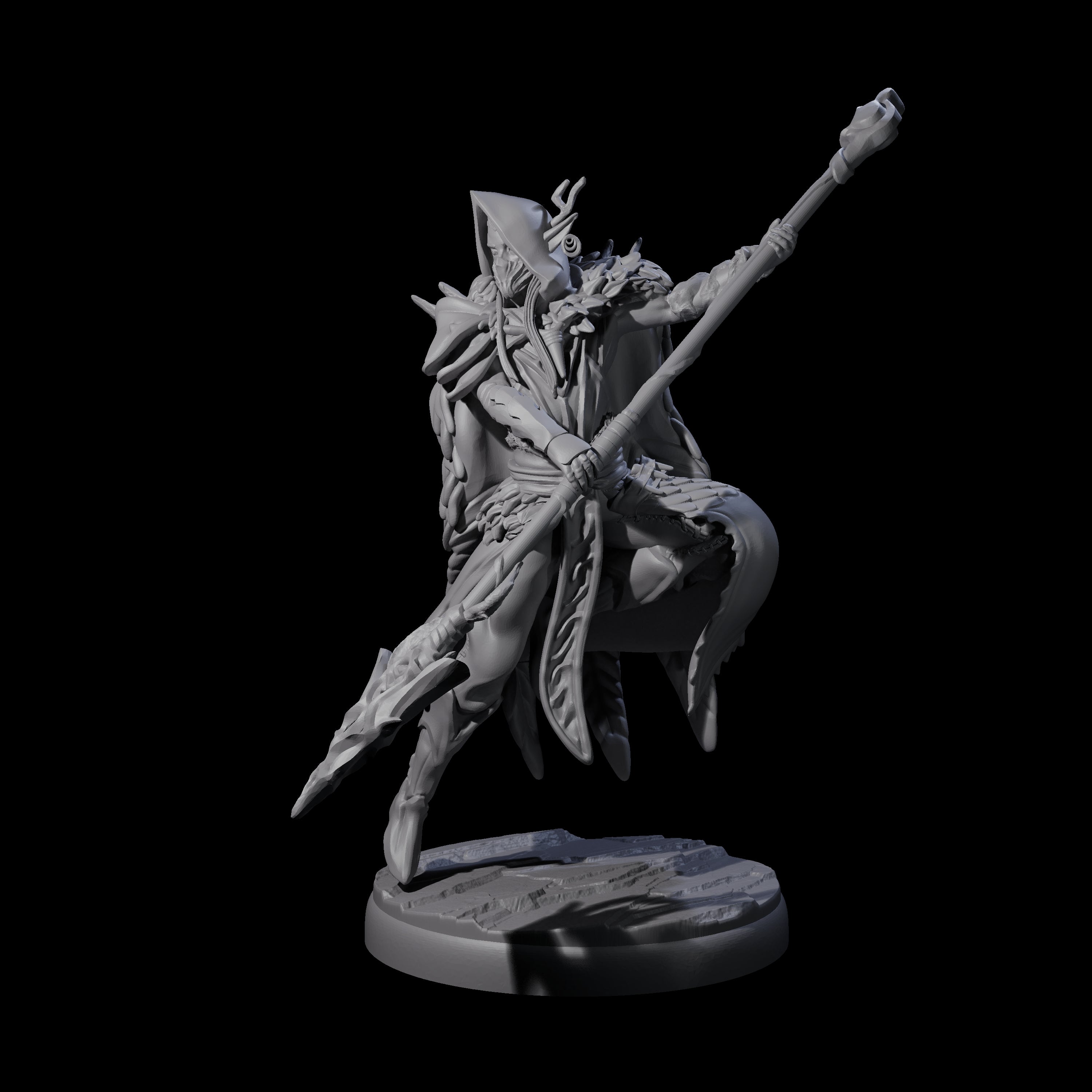 Leaping Dark Elf Underdark Guardian A Miniature for Dungeons and Dragons, Pathfinder or other TTRPGs