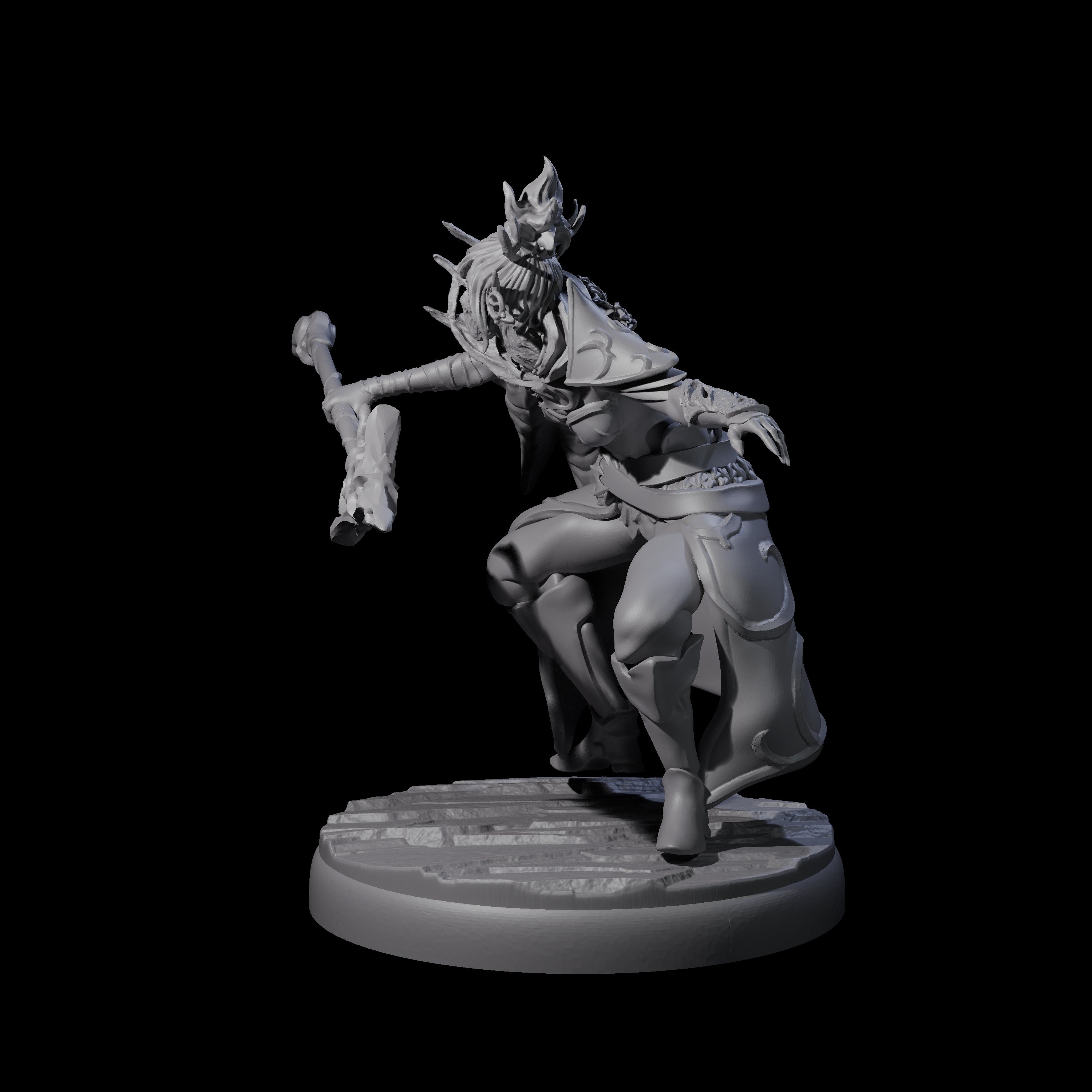 Leaping Dark Elf Underdark Guardian C Miniature for Dungeons and Dragons, Pathfinder or other TTRPGs