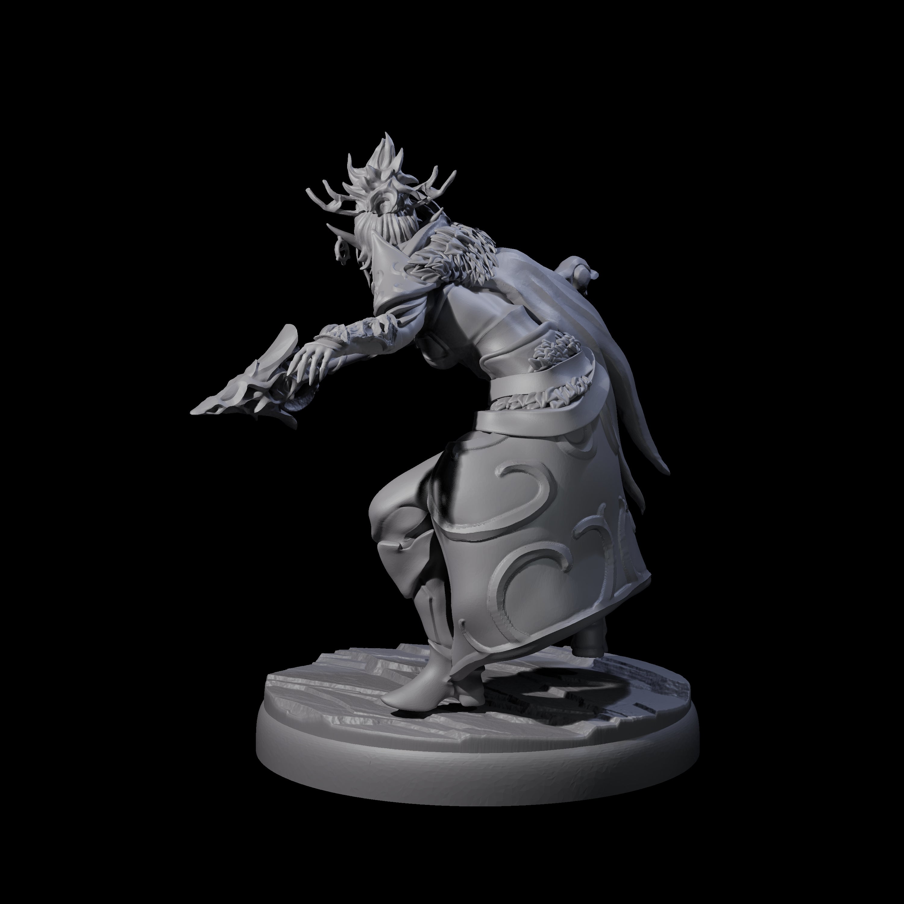 Leaping Dark Elf Underdark Guardian C Miniature for Dungeons and Dragons, Pathfinder or other TTRPGs