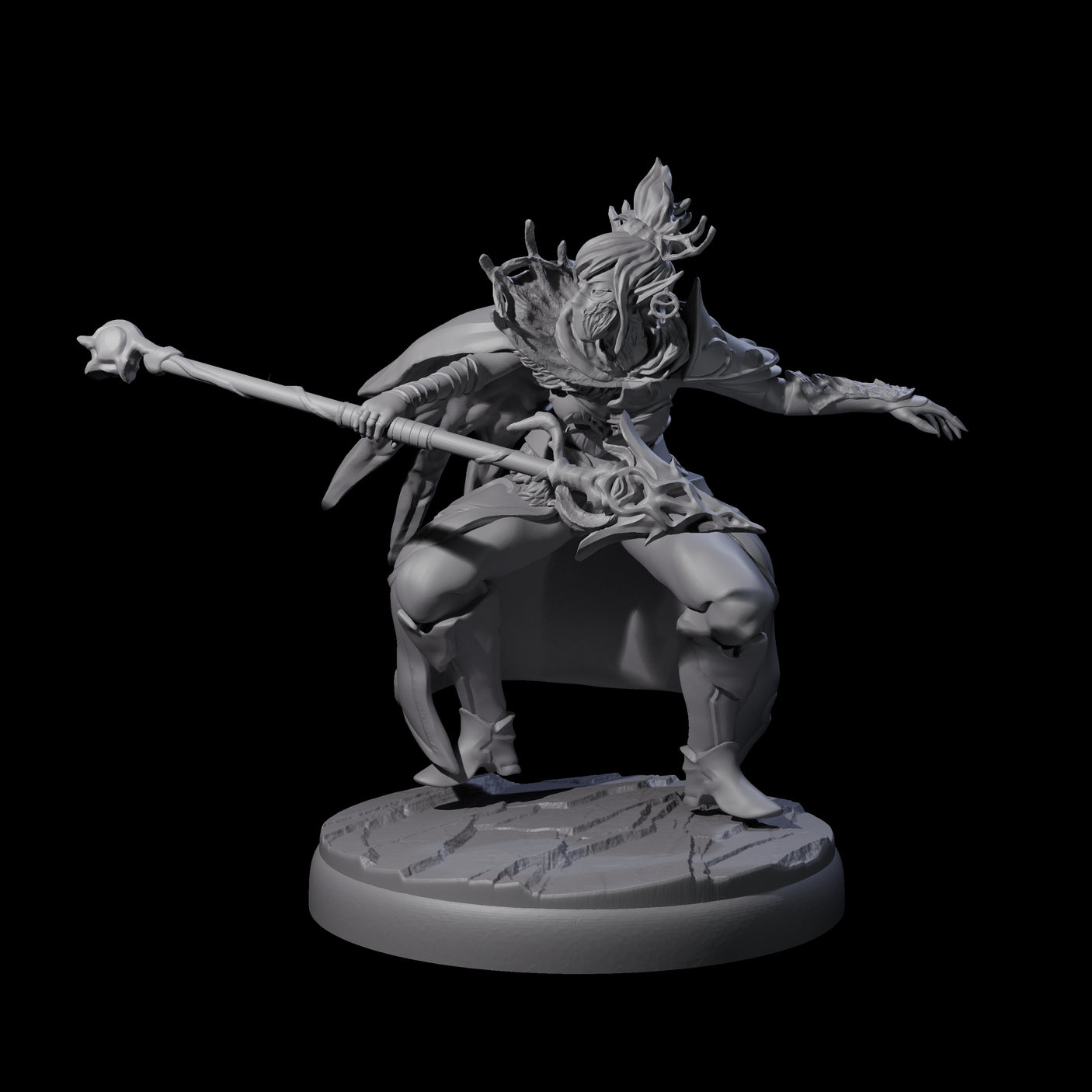 Leaping Dark Elf Underdark Guardian C Miniature for Dungeons and Dragons, Pathfinder or other TTRPGs