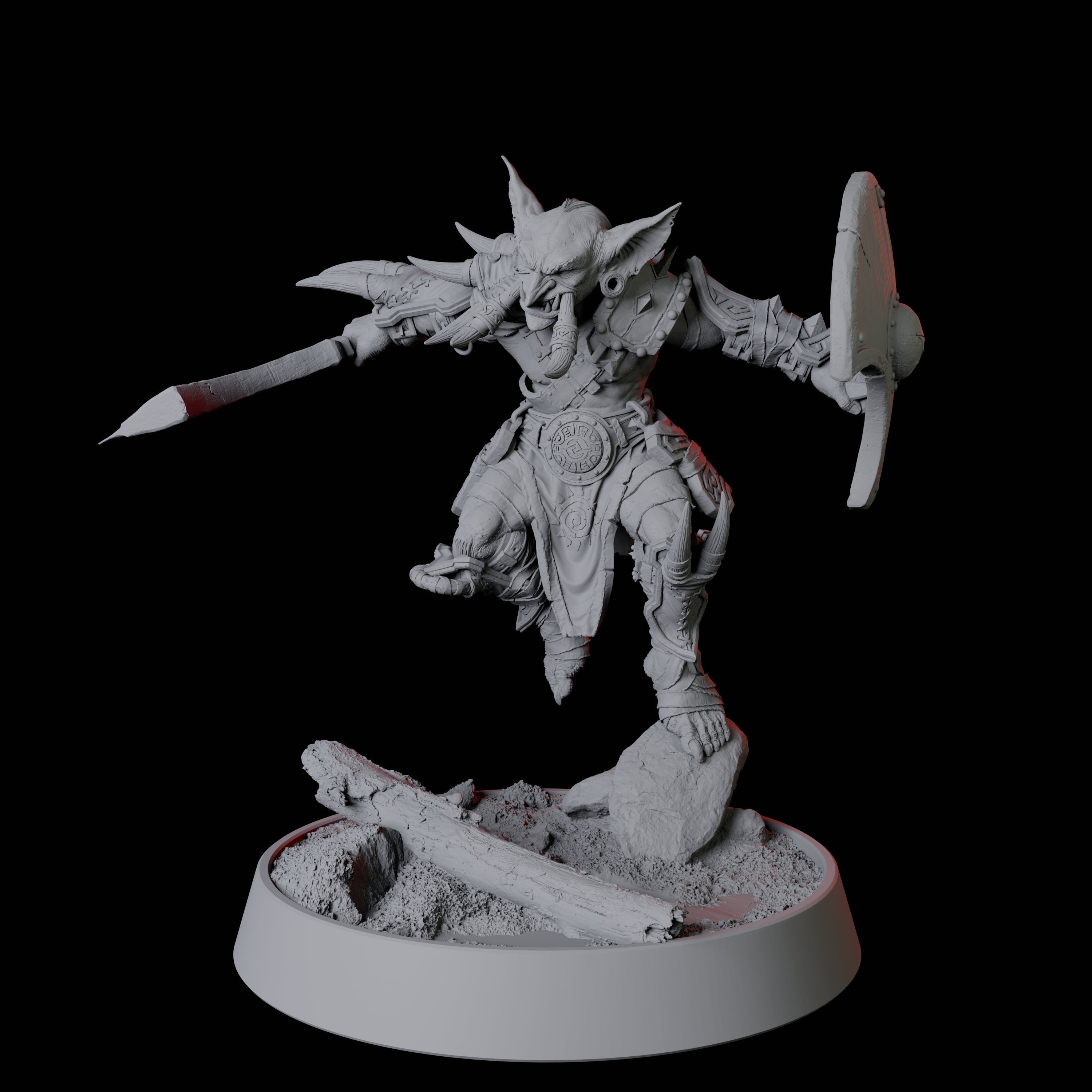 Leaping Goblin Spearman Miniature for Dungeons and Dragons, Pathfinder or other TTRPGs