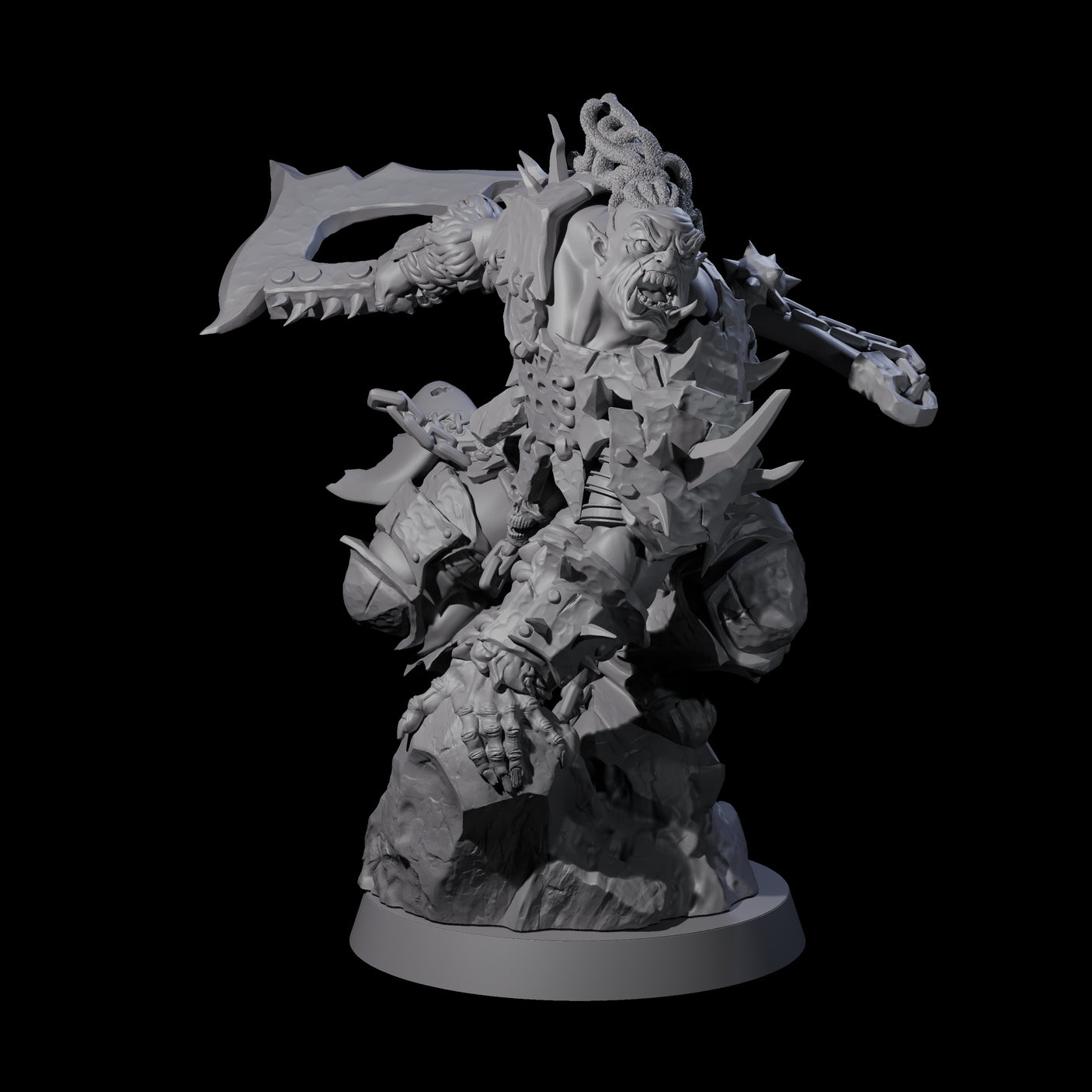 Leaping Orc Warlord Miniature for Dungeons and Dragons, Pathfinder or other TTRPGs