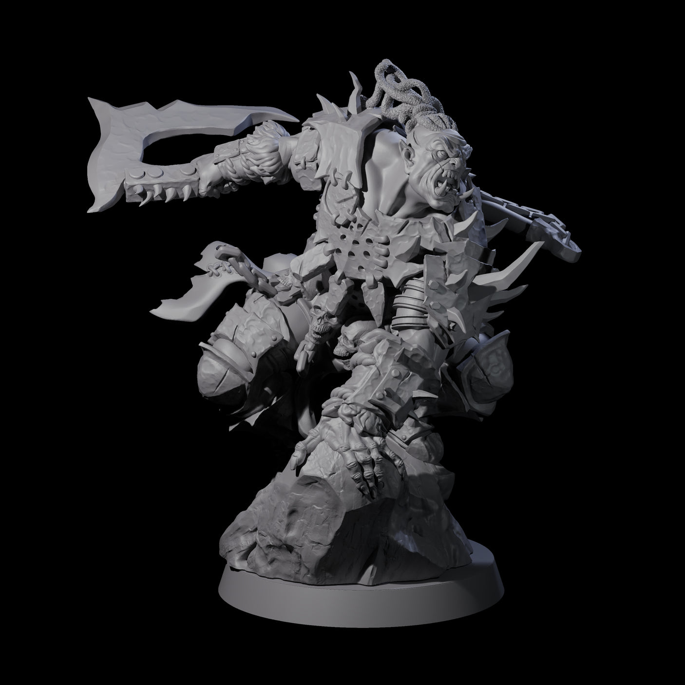 Leaping Orc Warlord Miniature for Dungeons and Dragons, Pathfinder or other TTRPGs
