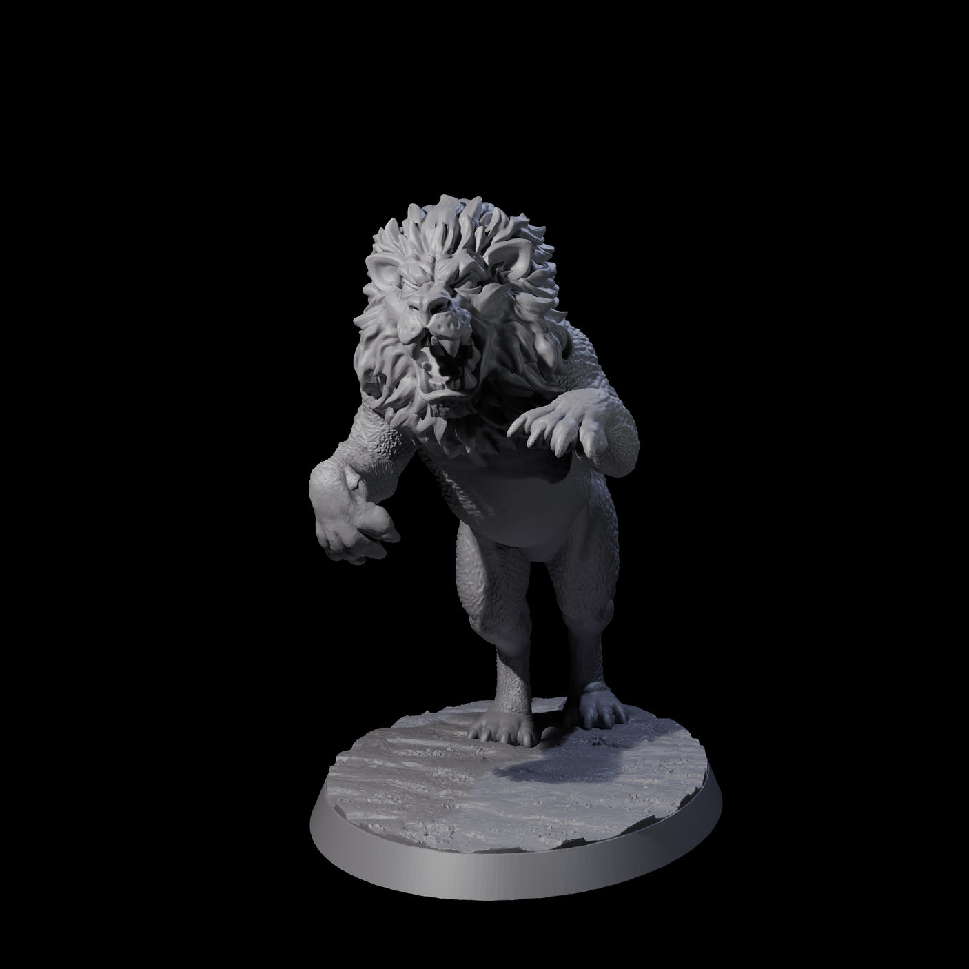 Leaping Rabid Lion Miniature for Dungeons and Dragons, Pathfinder or other TTRPGs
