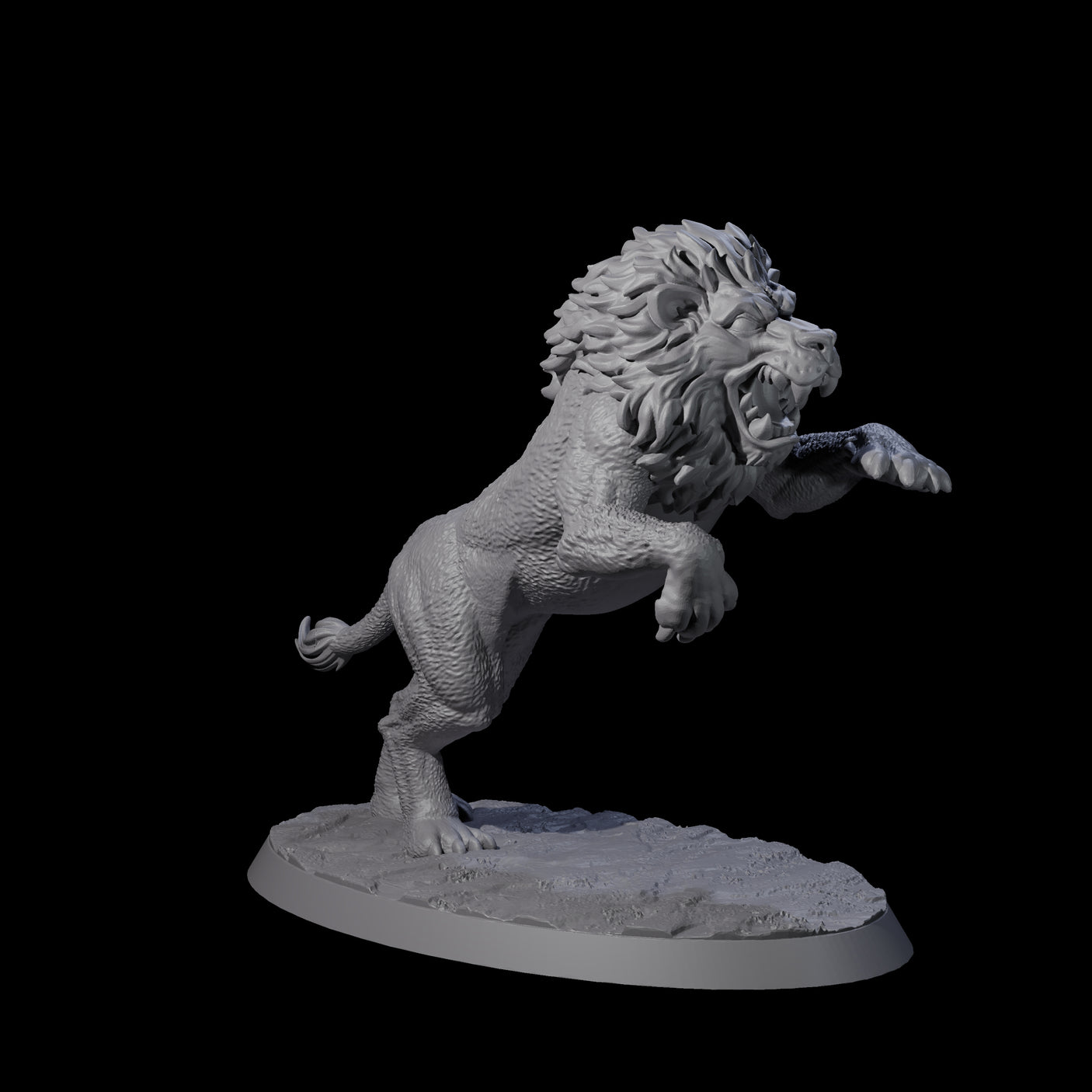 Leaping Rabid Lion Miniature for Dungeons and Dragons, Pathfinder or other TTRPGs