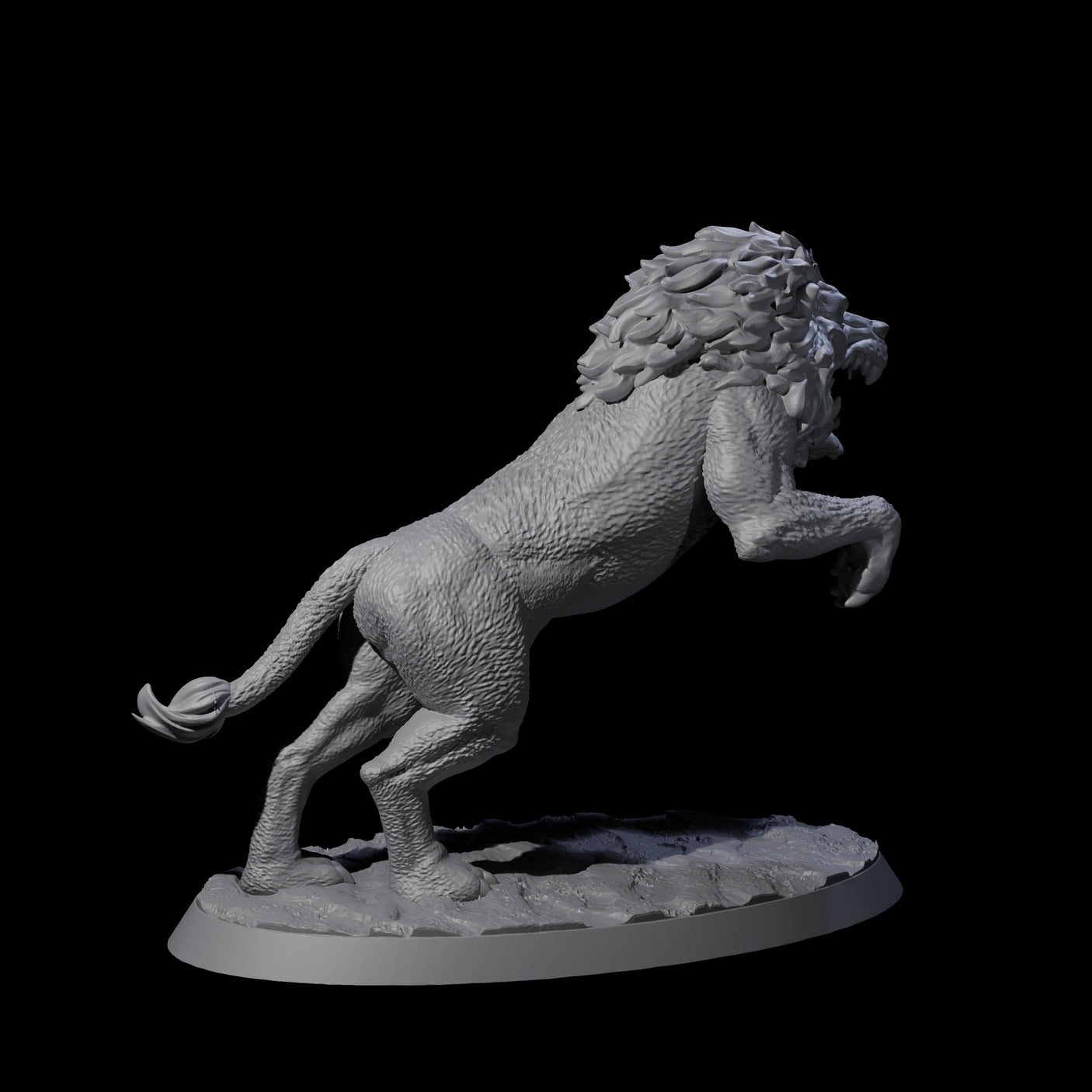 Leaping Rabid Lion Miniature for Dungeons and Dragons, Pathfinder or other TTRPGs