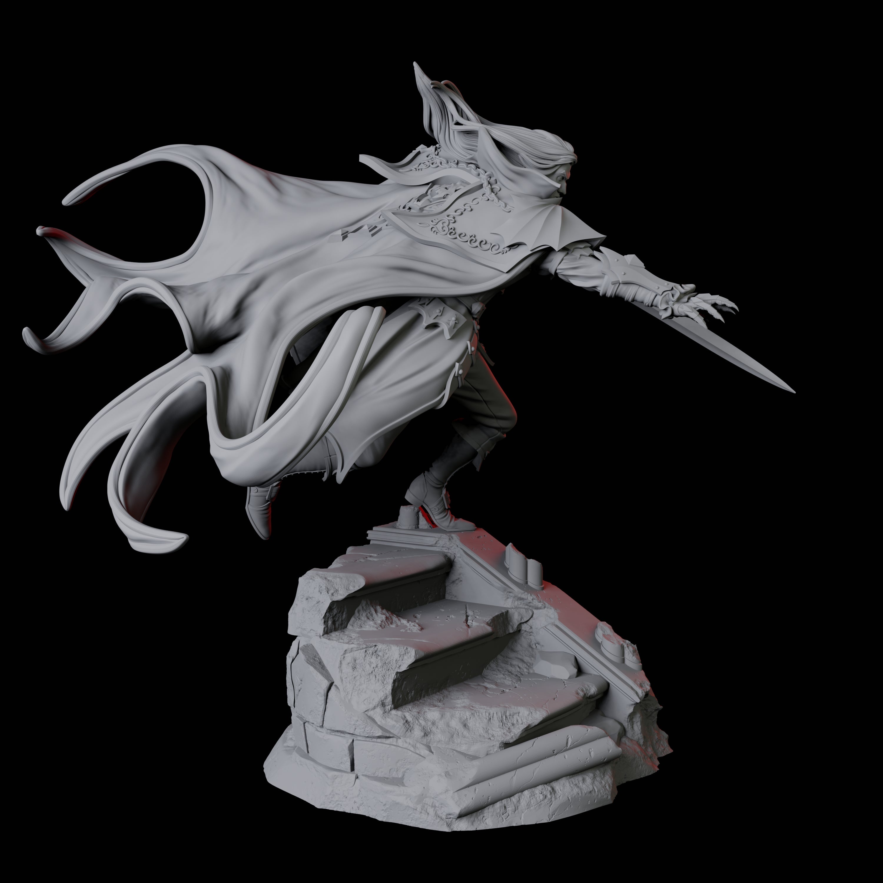 Leaping Swashbuckler Miniature for Dungeons and Dragons, Pathfinder or other TTRPGs