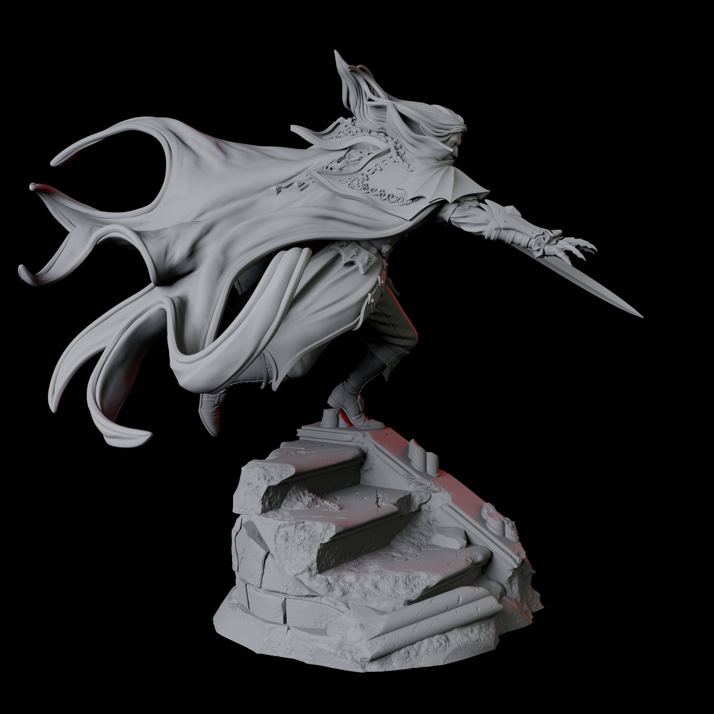 Leaping Swashbuckler Miniature for Dungeons and Dragons, Pathfinder or other TTRPGs