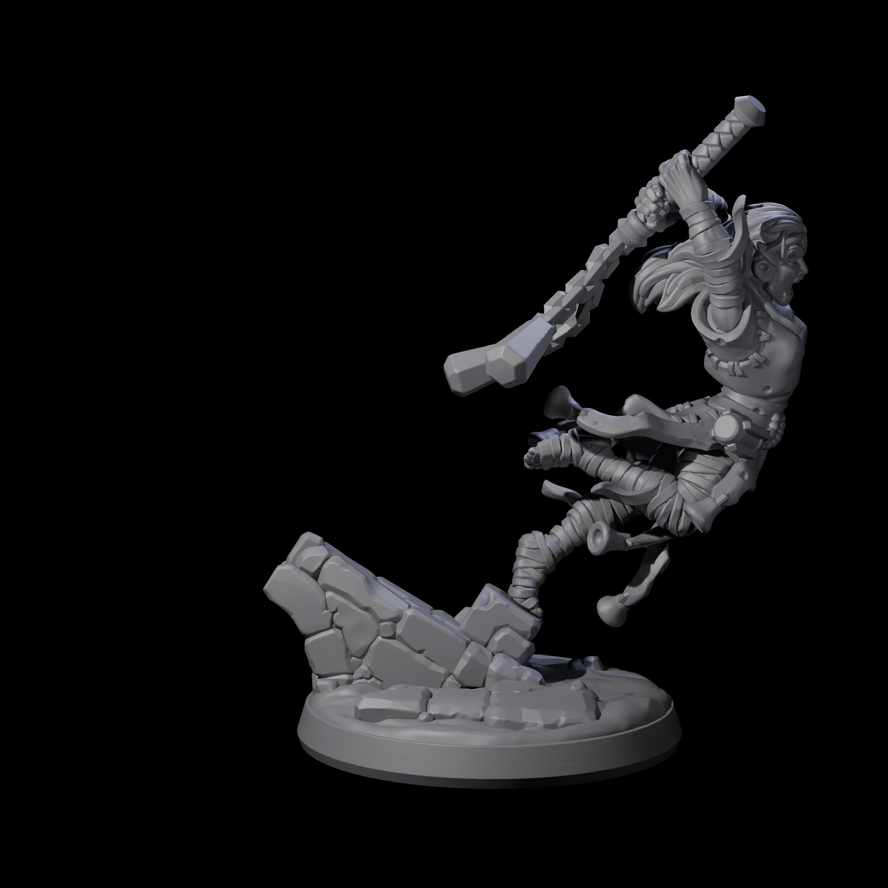 Leaping Warrior Priest Miniature for Dungeons and Dragons, Pathfinder or other TTRPGs