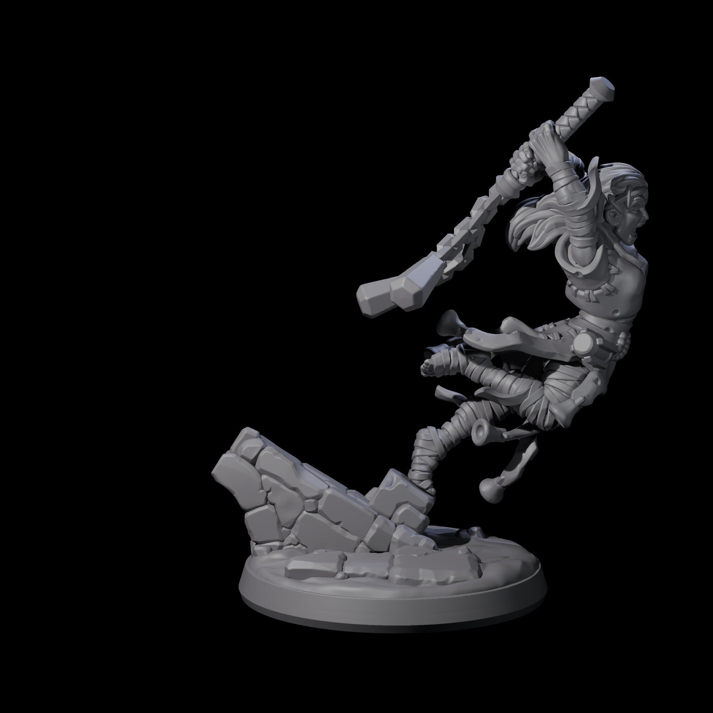 Leaping Warrior Priest Miniature for Dungeons and Dragons, Pathfinder or other TTRPGs