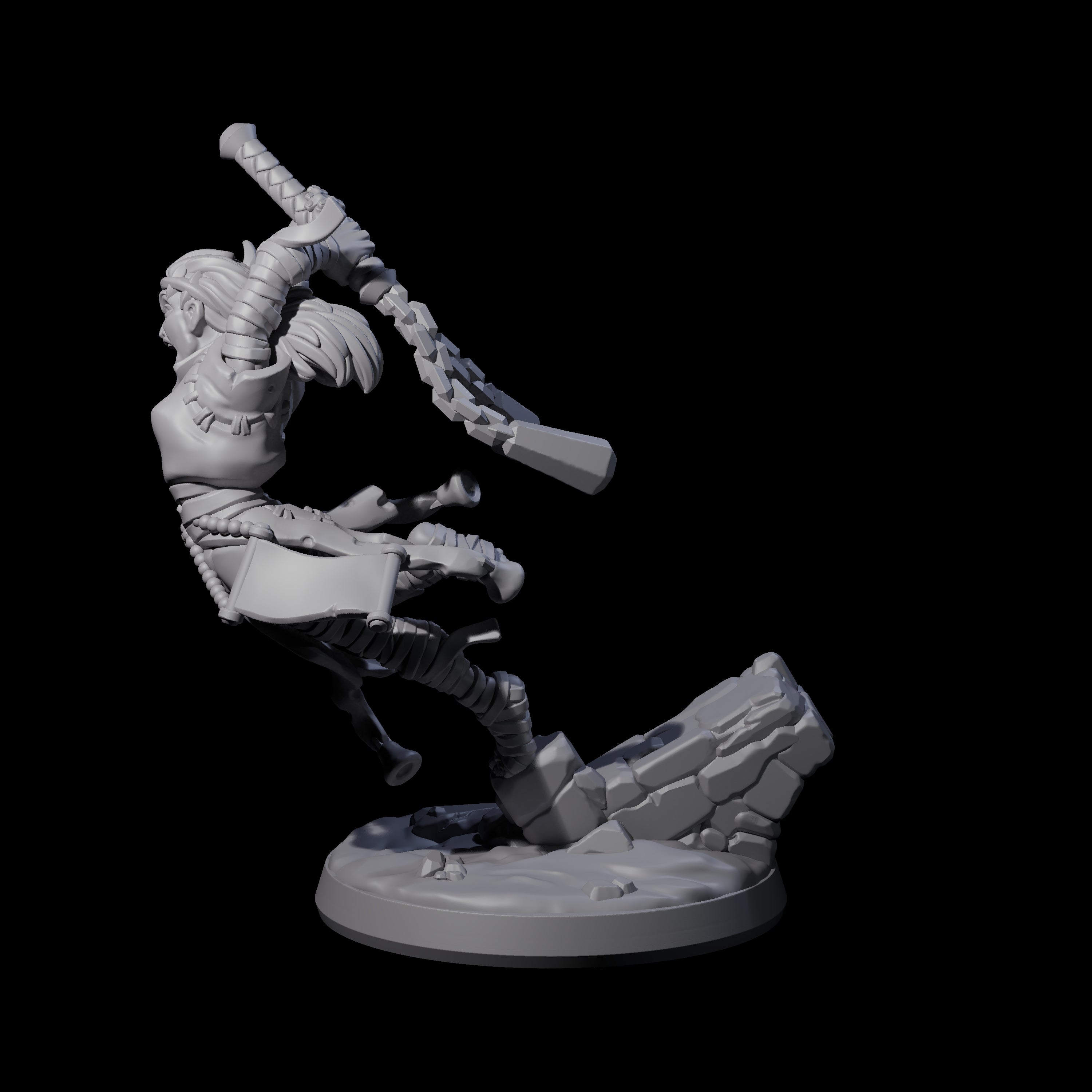 Leaping Warrior Priest Miniature for Dungeons and Dragons, Pathfinder or other TTRPGs