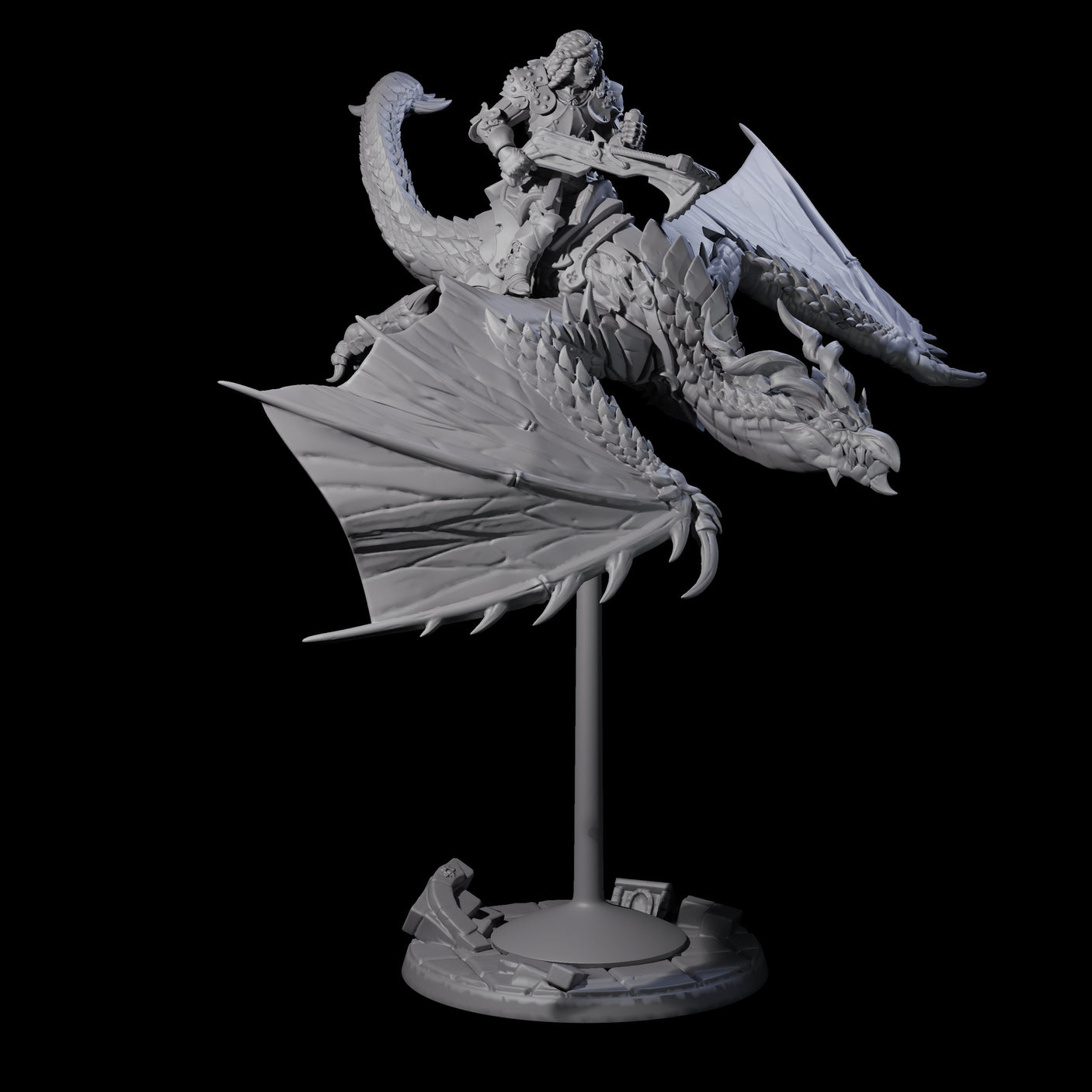 Lethal Wyvern Rider D Miniature for Dungeons and Dragons, Pathfinder or other TTRPGs