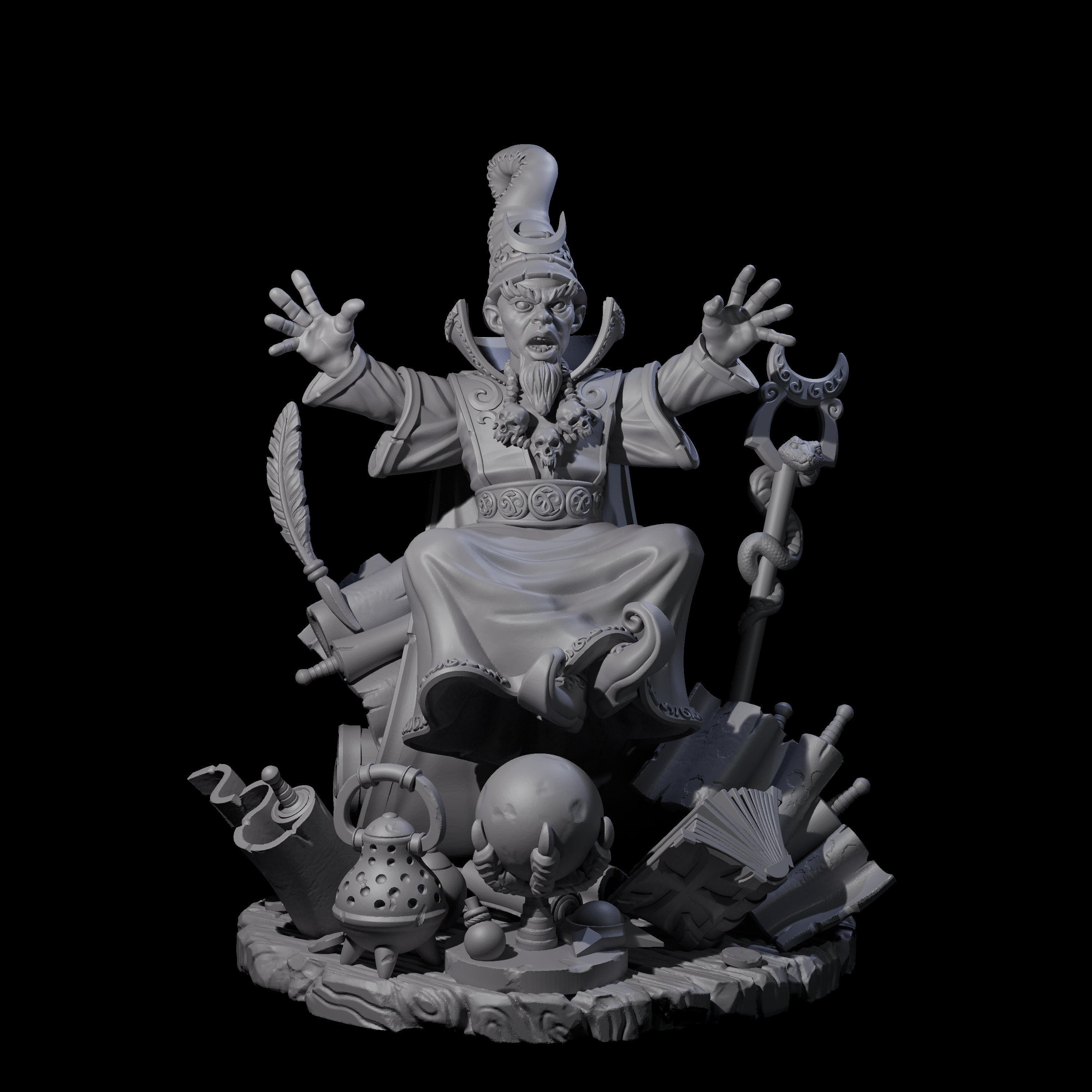 Levitating Gnome Wizard Miniature for Dungeons and Dragons, Pathfinder or other TTRPGs