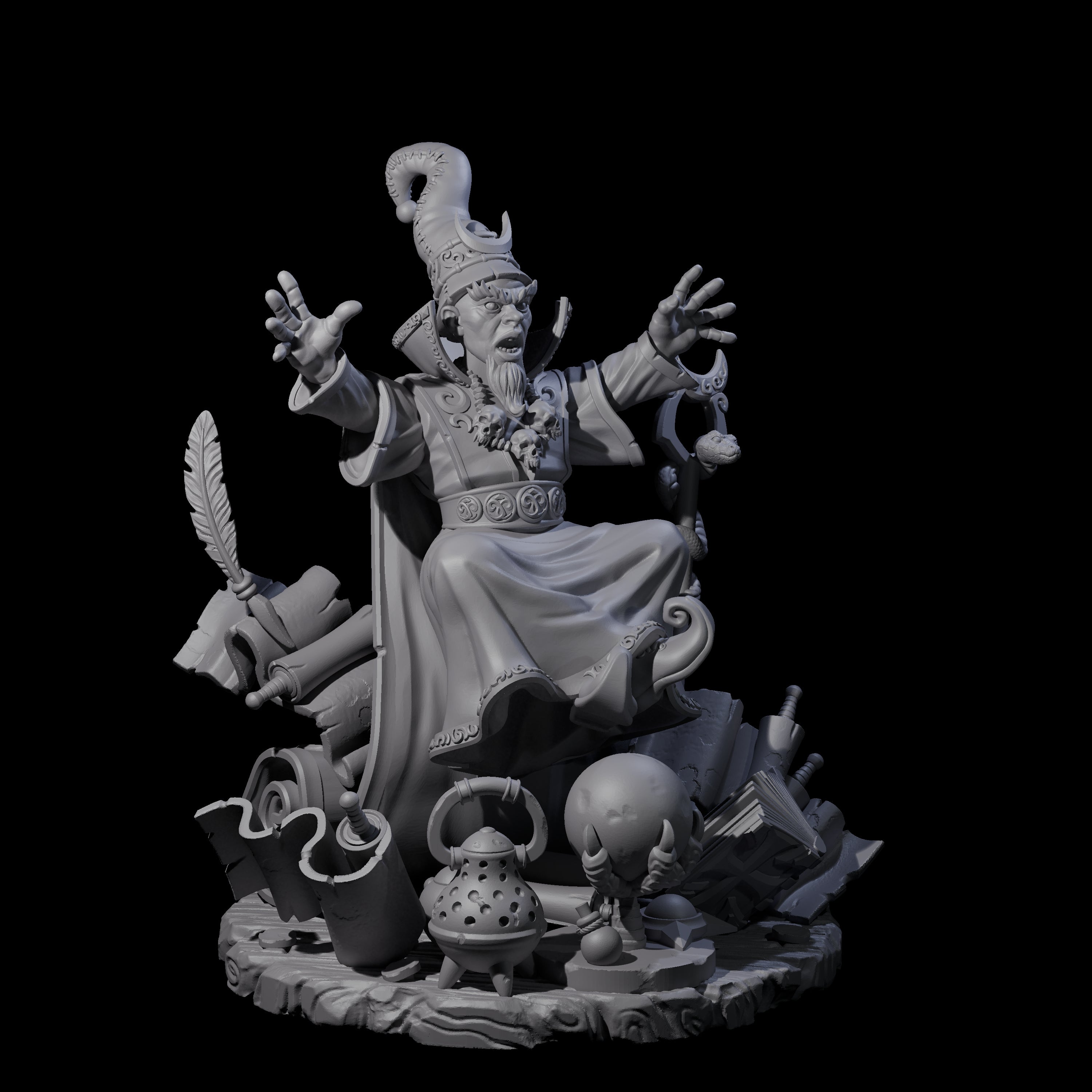 Levitating Gnome Wizard Miniature for Dungeons and Dragons, Pathfinder or other TTRPGs