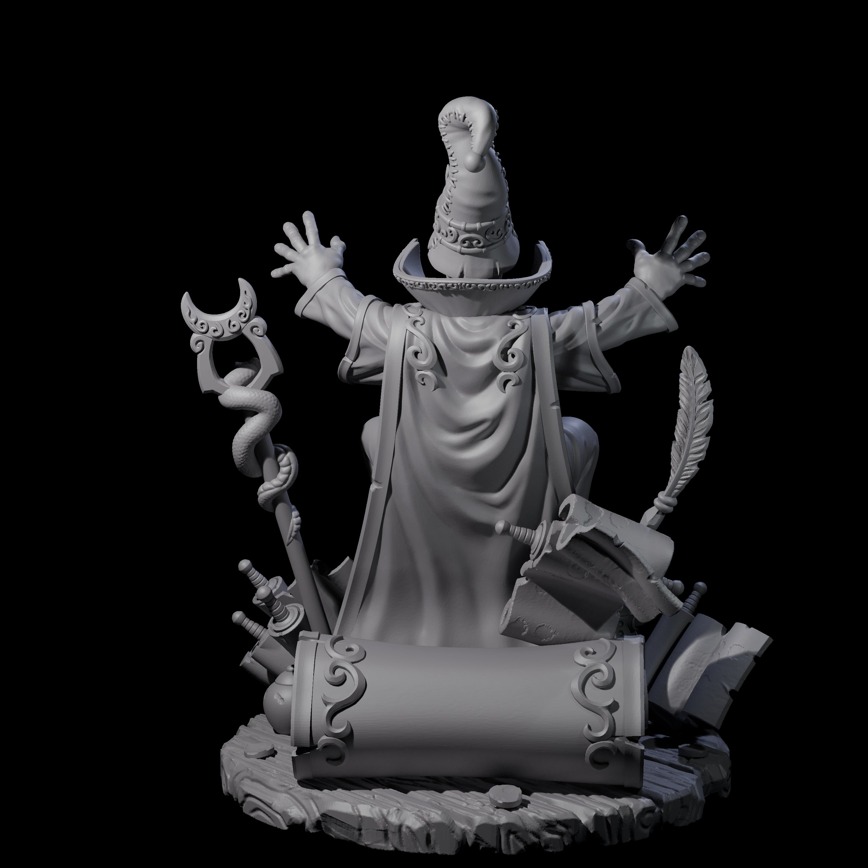 Levitating Gnome Wizard Miniature for Dungeons and Dragons, Pathfinder or other TTRPGs