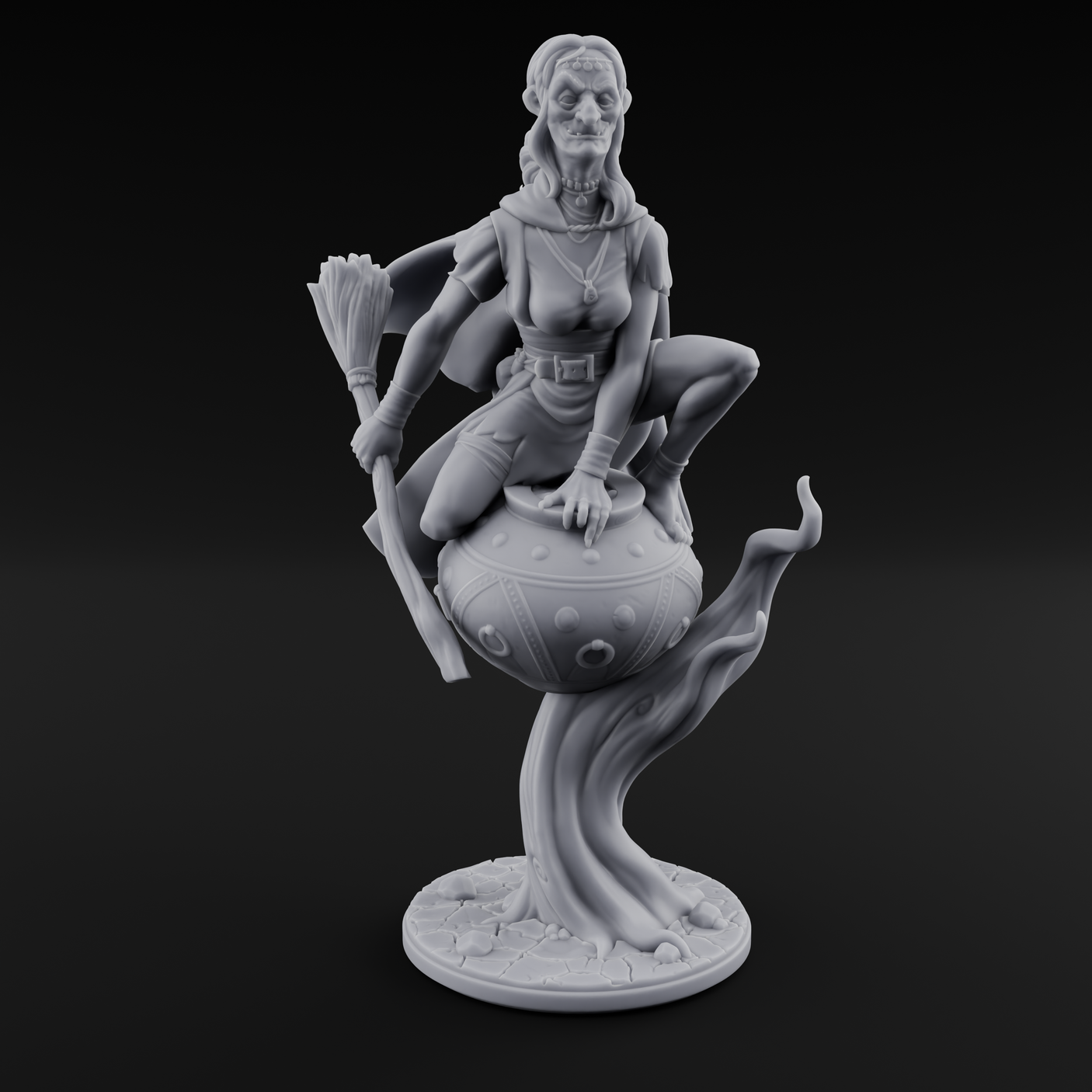 Levitating Hag Witch Miniature for Dungeons and Dragons, Pathfinder or other TTRPGs