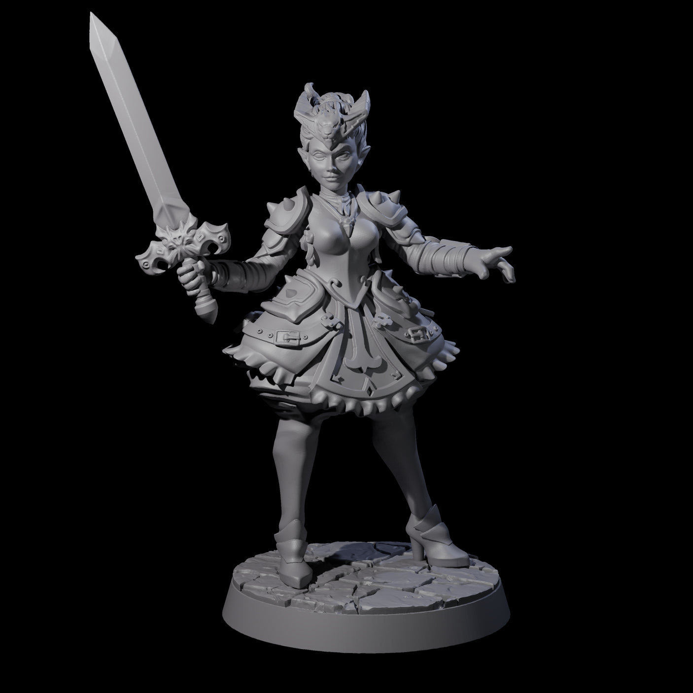 Lionheart Fighter Miniature for Dungeons and Dragons, Pathfinder or other TTRPGs
