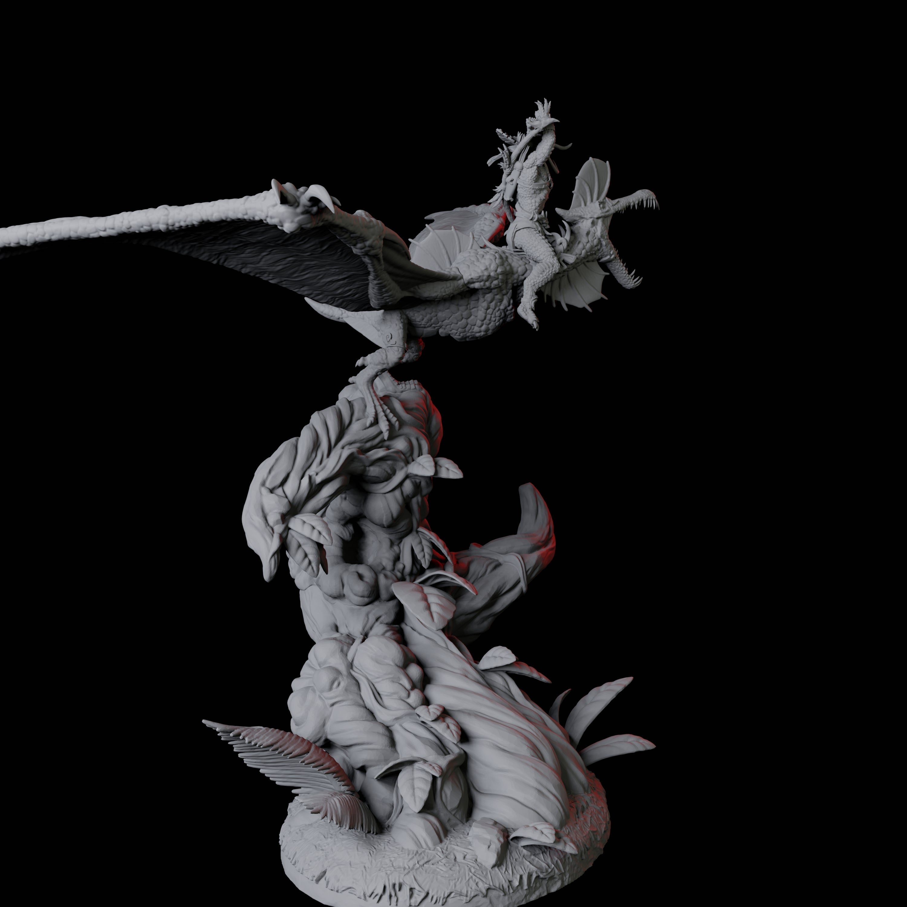 Lizardfolk Flying on Pterodactyl B Miniature for Dungeons and Dragons, Pathfinder or other TTRPGs