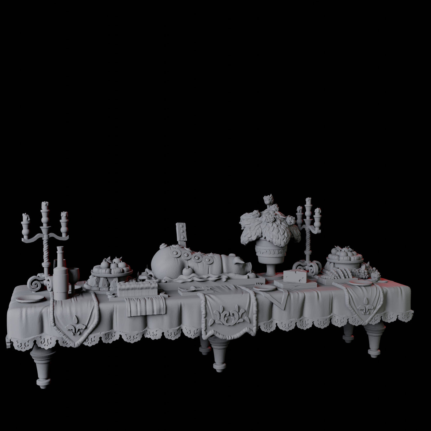 Long Feast Table Miniature for Dungeons and Dragons, Pathfinder or other TTRPGs