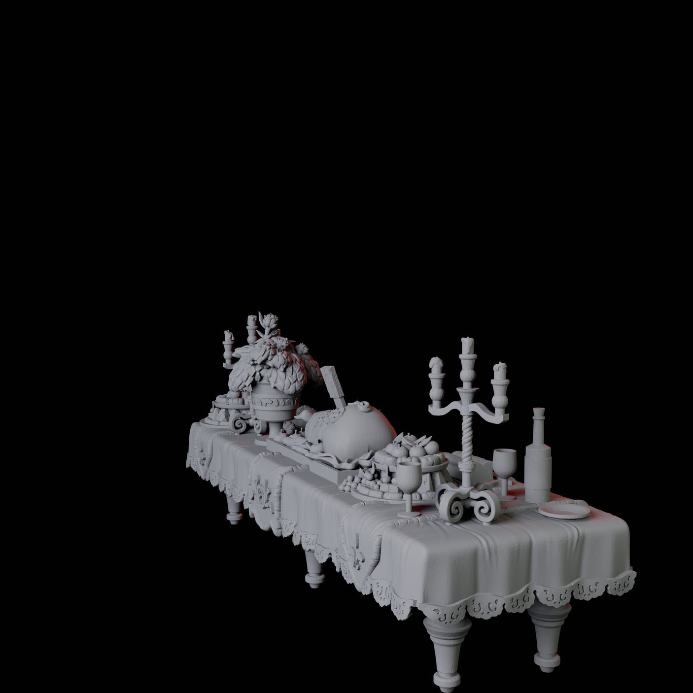 Long Feast Table Miniature for Dungeons and Dragons, Pathfinder or other TTRPGs