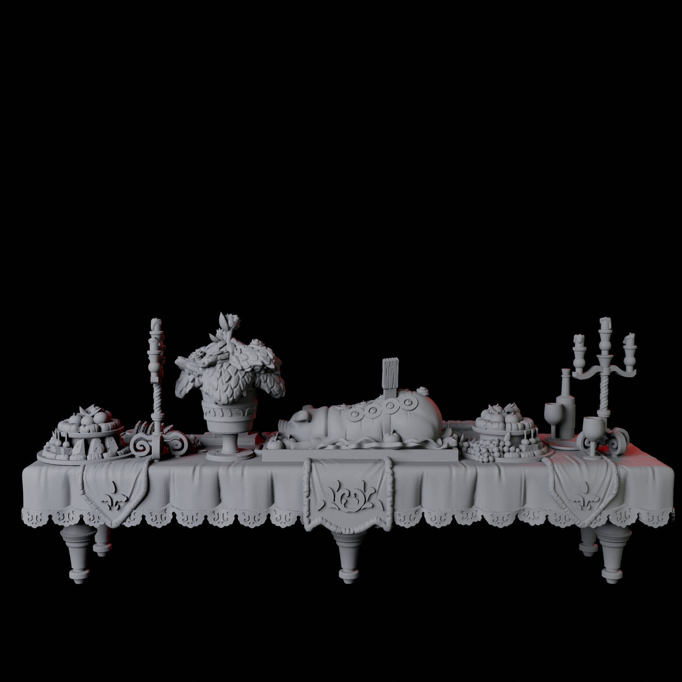 Long Feast Table Miniature for Dungeons and Dragons, Pathfinder or other TTRPGs