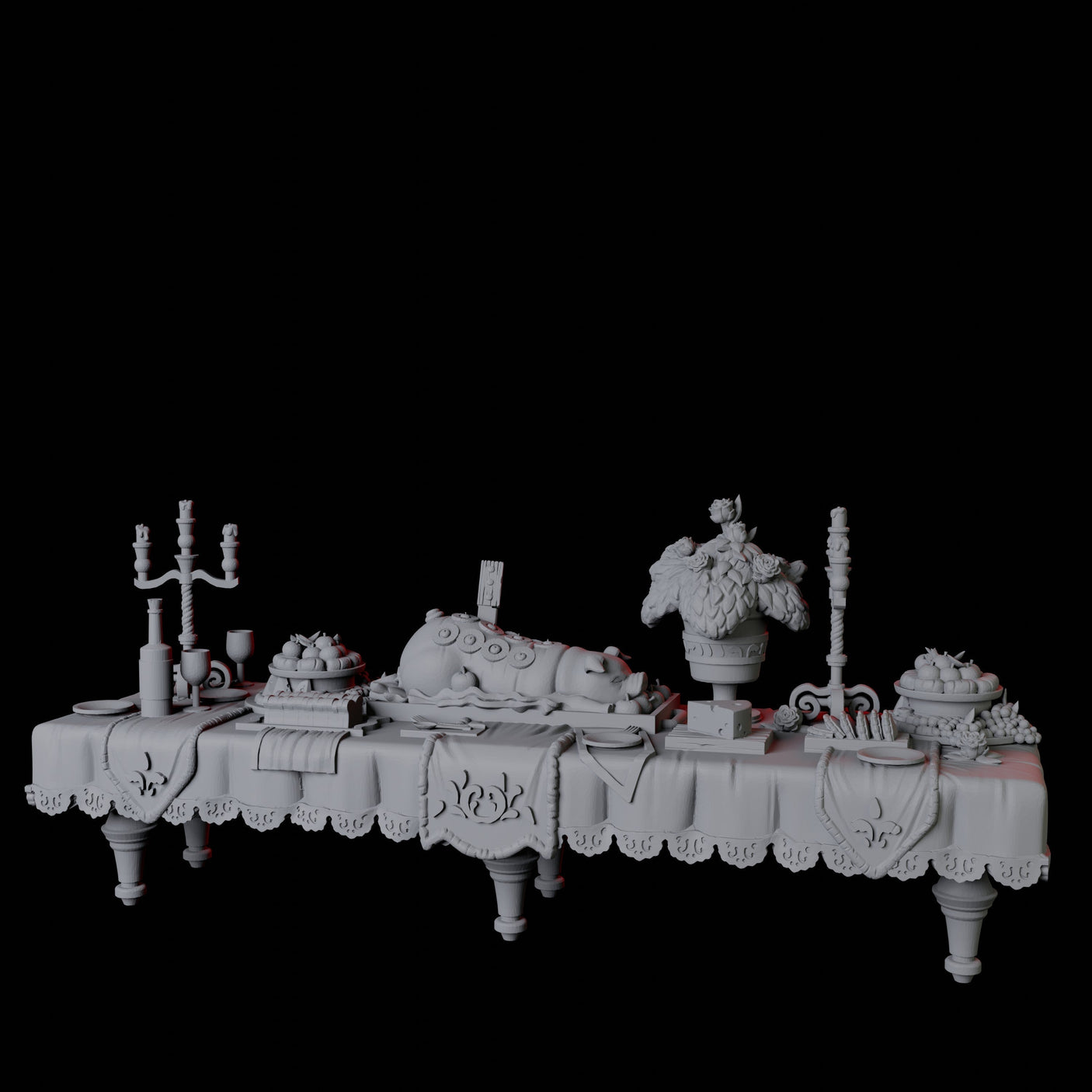 Long Feast Table Miniature for Dungeons and Dragons, Pathfinder or other TTRPGs