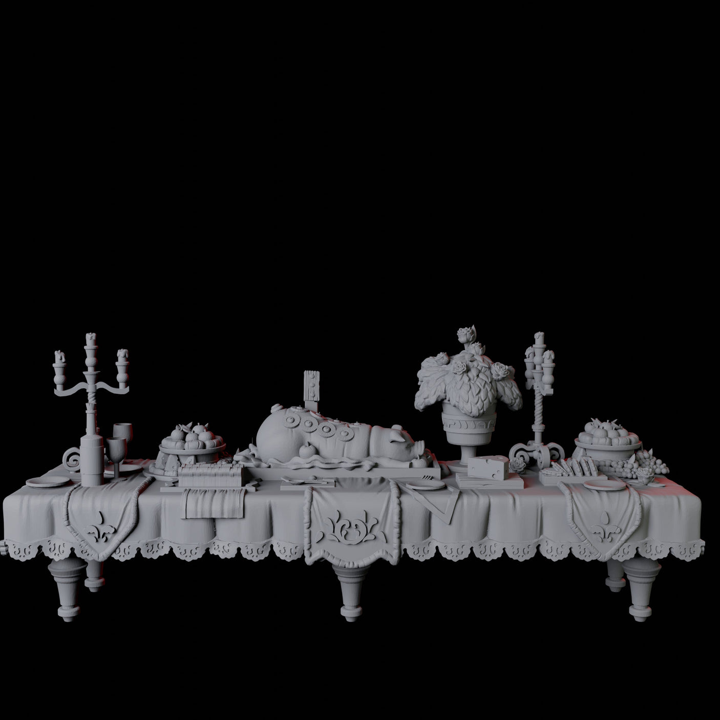 Long Feast Table Miniature for Dungeons and Dragons, Pathfinder or other TTRPGs