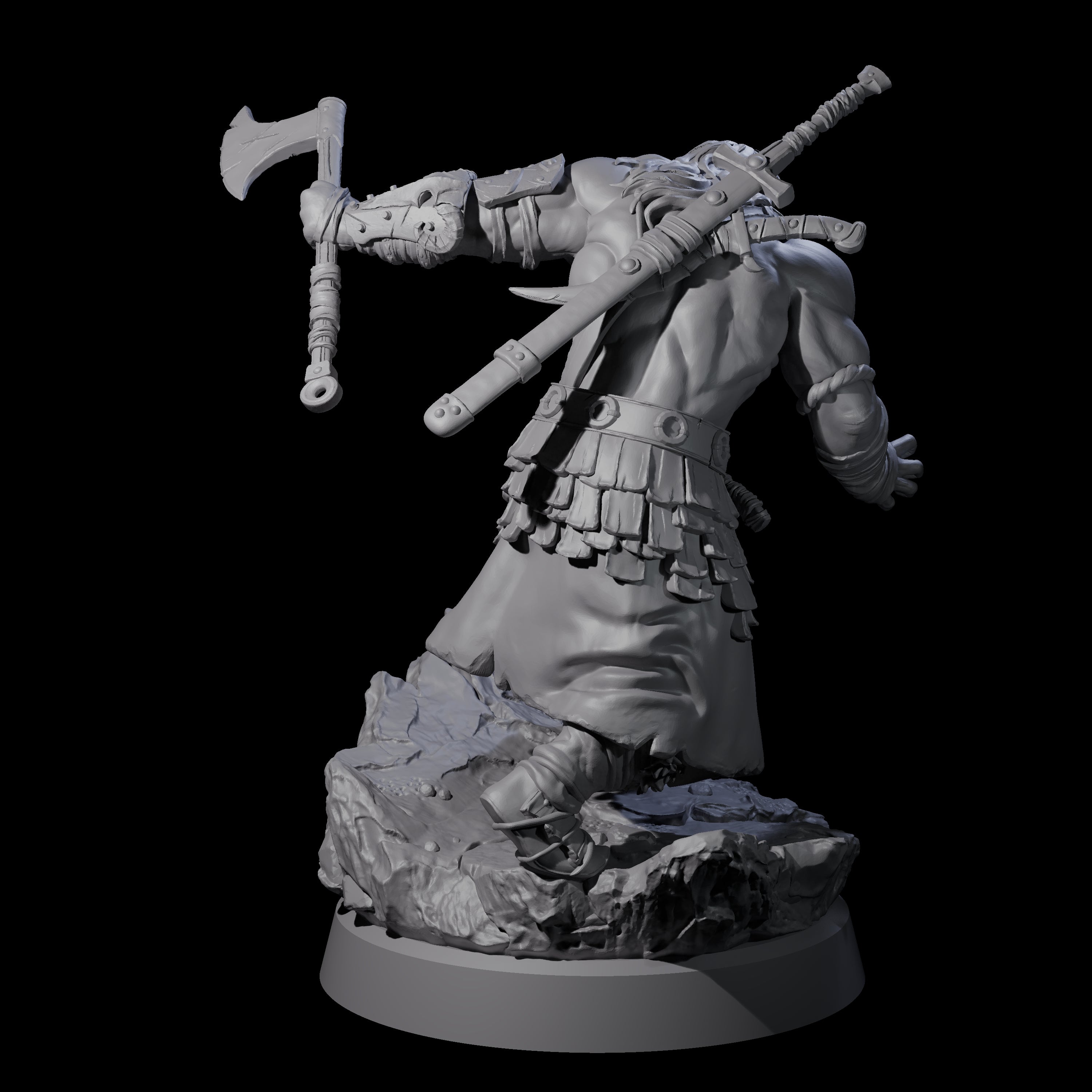 Long Haired Barbarian Miniature for Dungeons and Dragons, Pathfinder or other TTRPGs