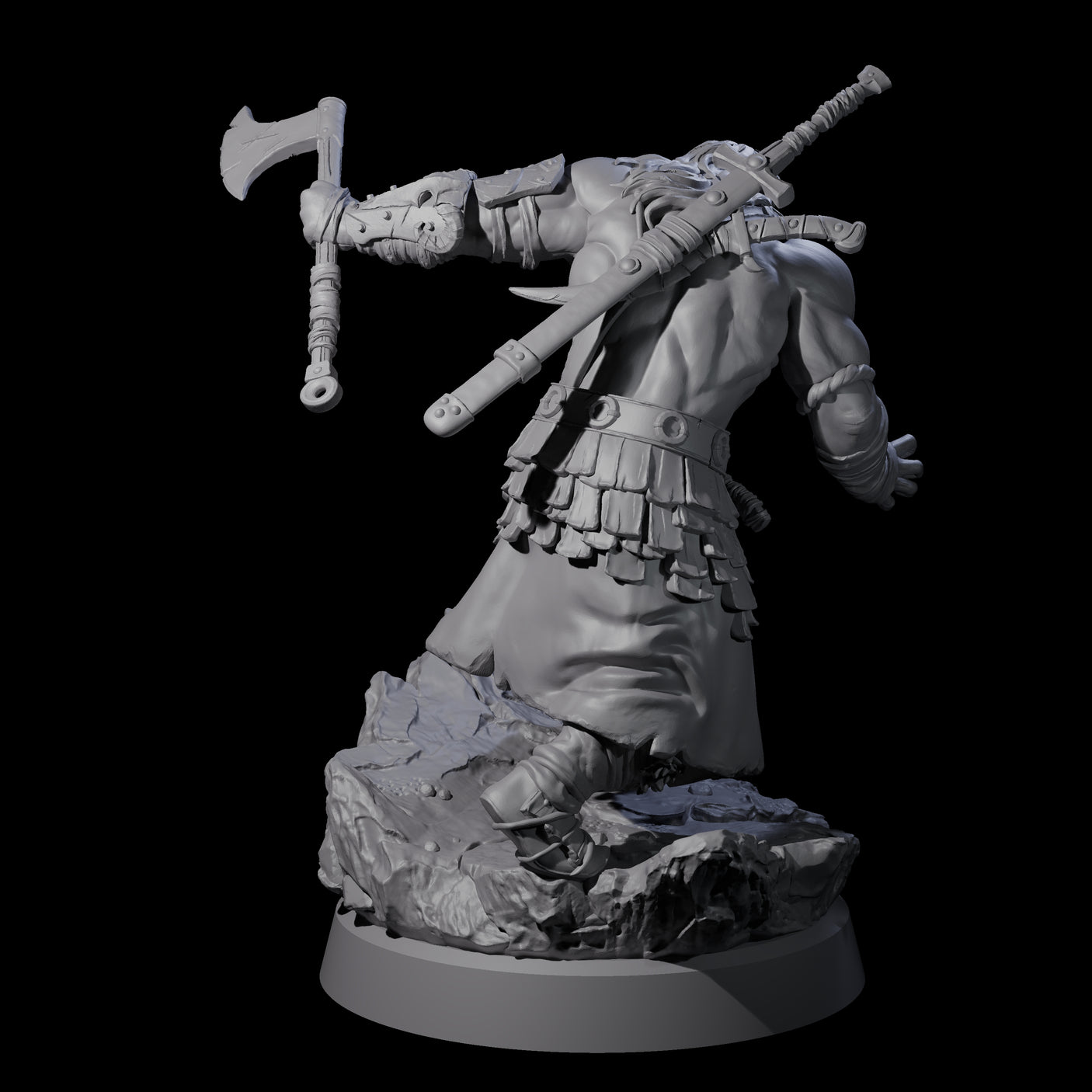Long Haired Barbarian Miniature for Dungeons and Dragons, Pathfinder or other TTRPGs