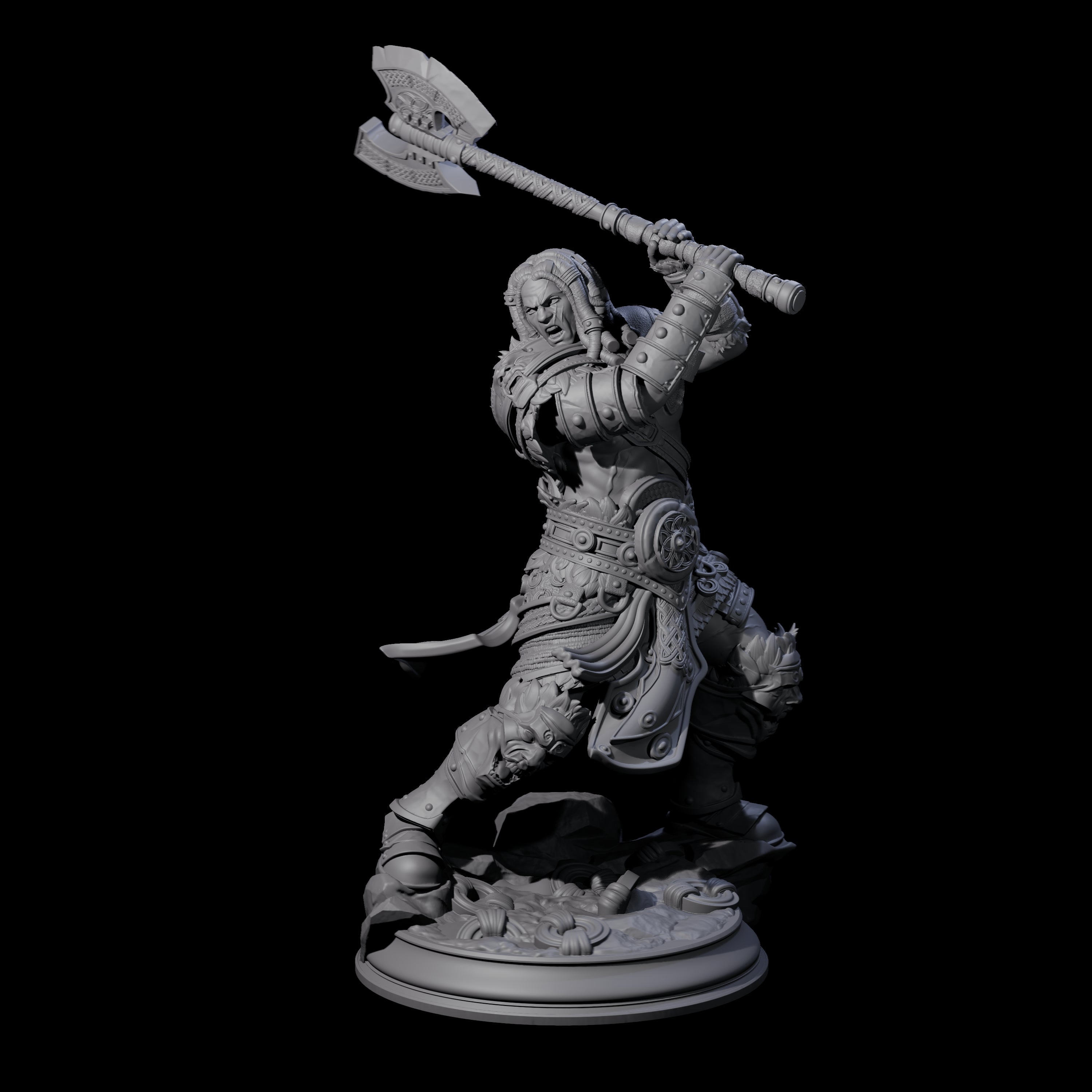 Lunging Barbarian Miniature for Dungeons and Dragons, Pathfinder or other TTRPGs
