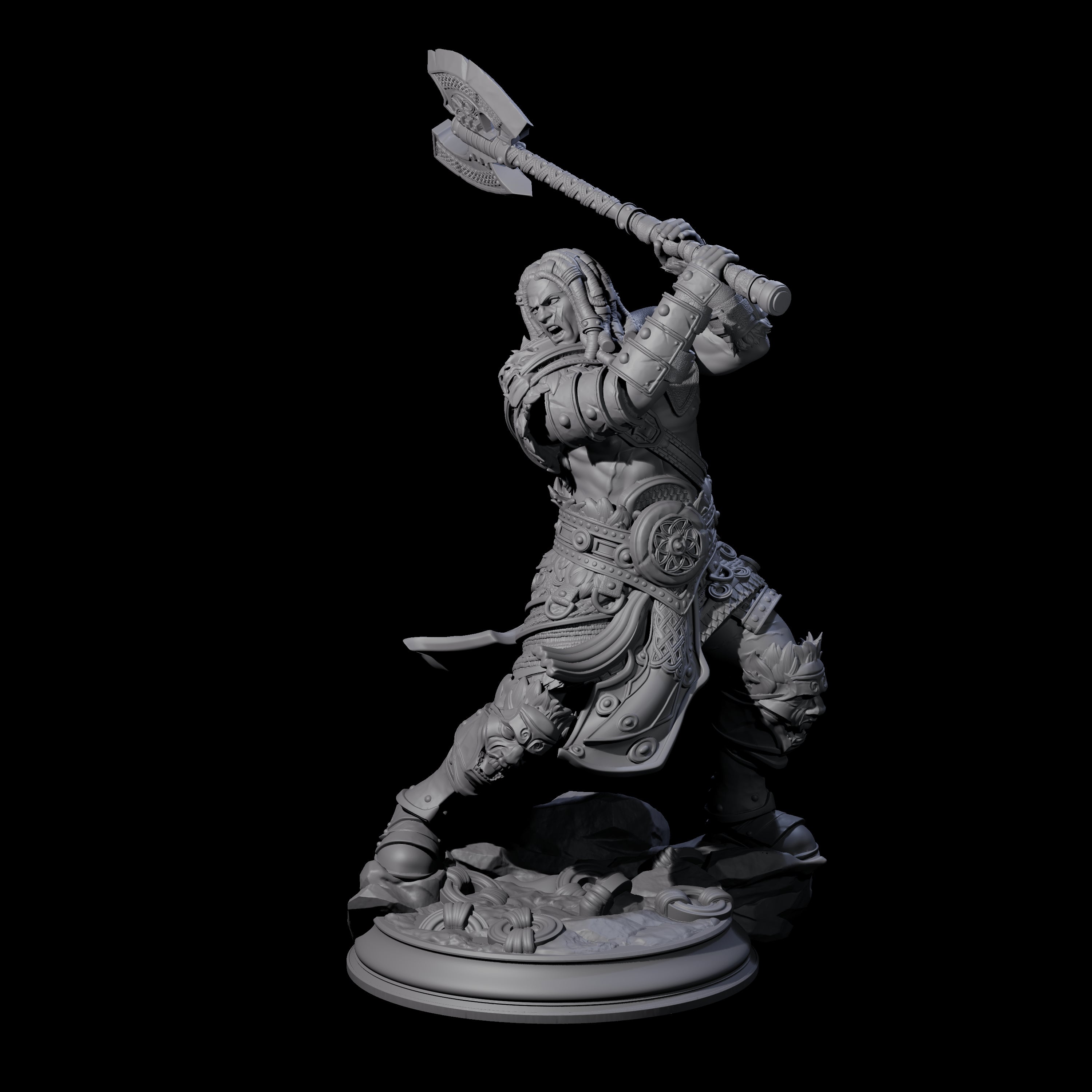 Lunging Barbarian Miniature for Dungeons and Dragons, Pathfinder or other TTRPGs
