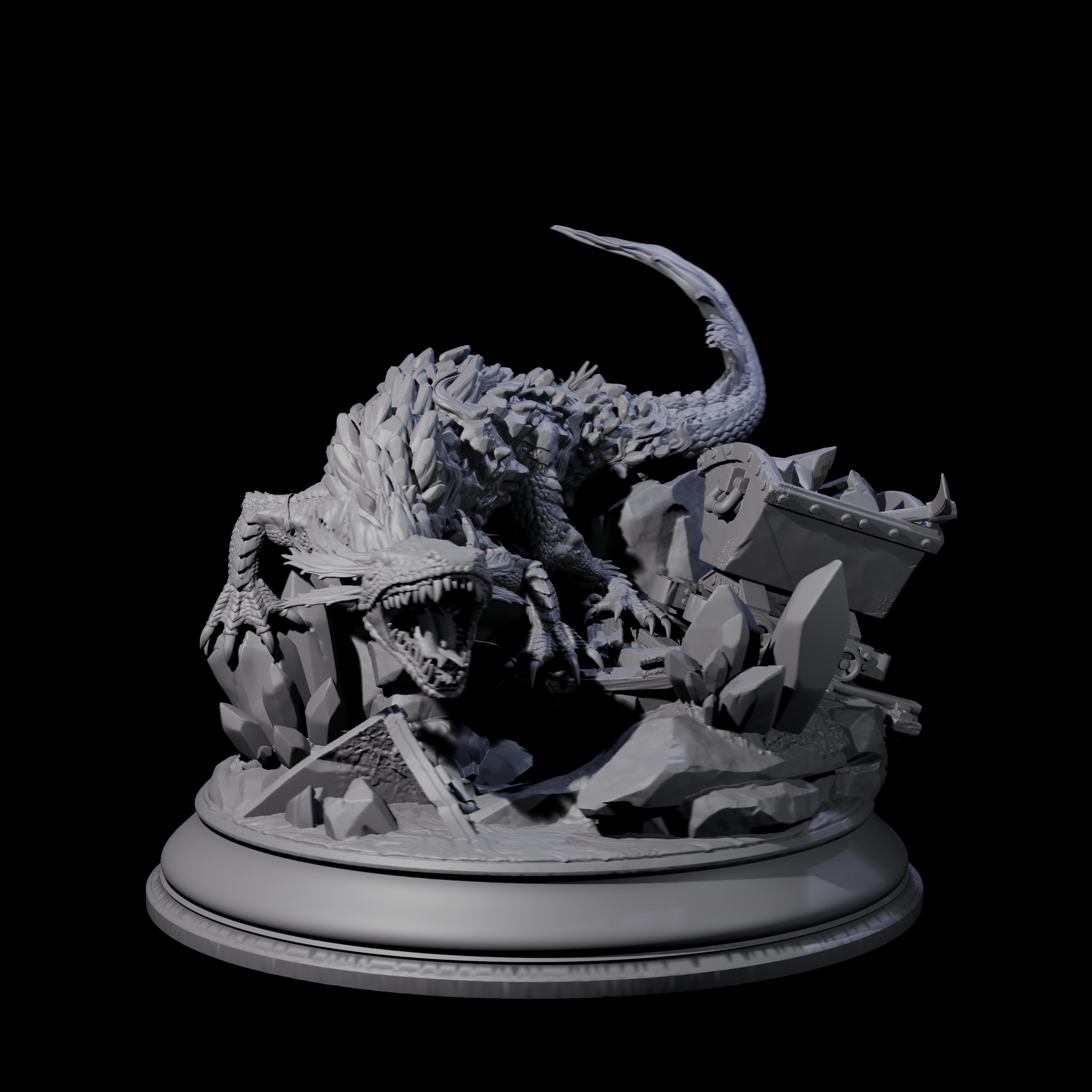 Lurking Lava Salamander Miniature for Dungeons and Dragons, Pathfinder or other TTRPGs