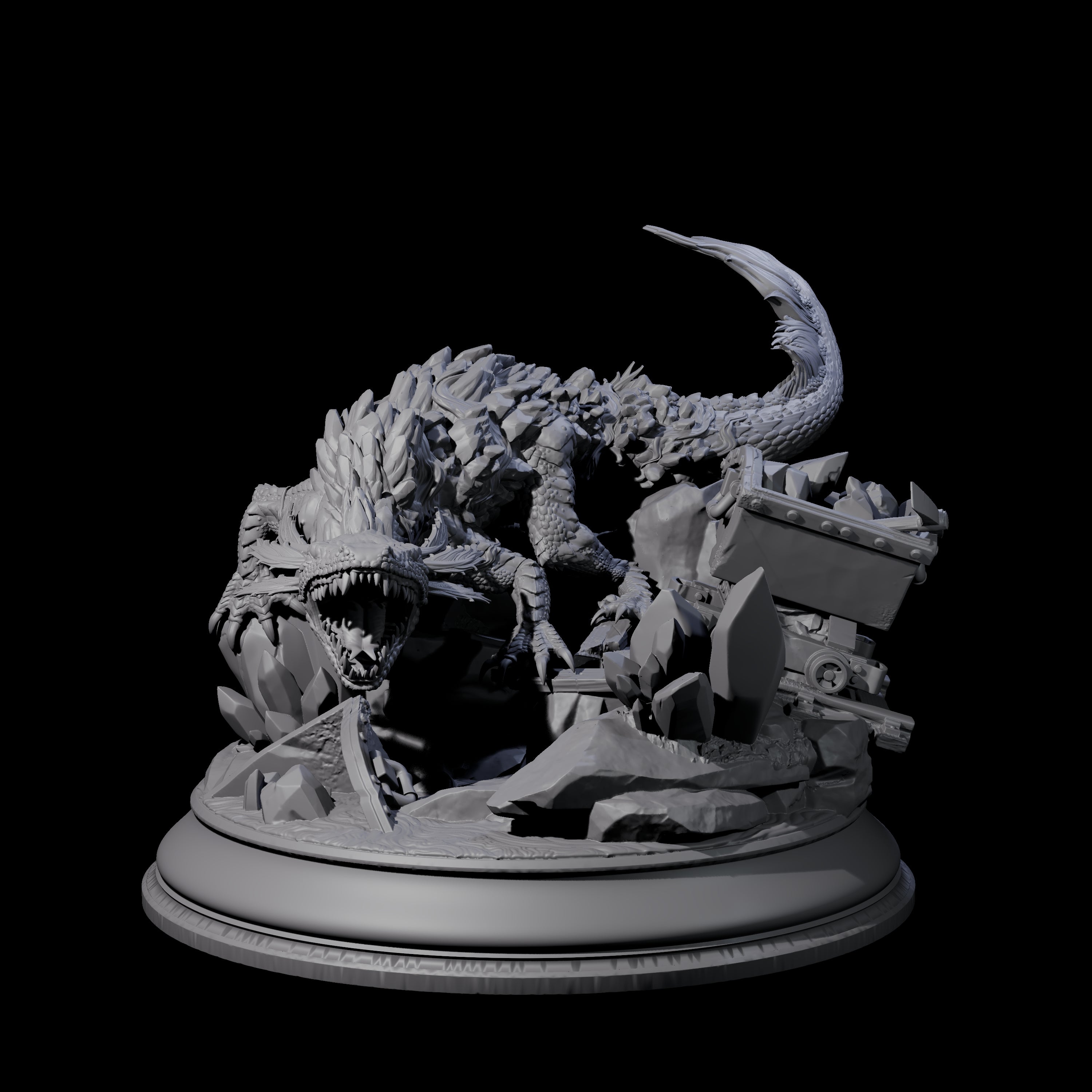 Lurking Lava Salamander Miniature for Dungeons and Dragons, Pathfinder or other TTRPGs