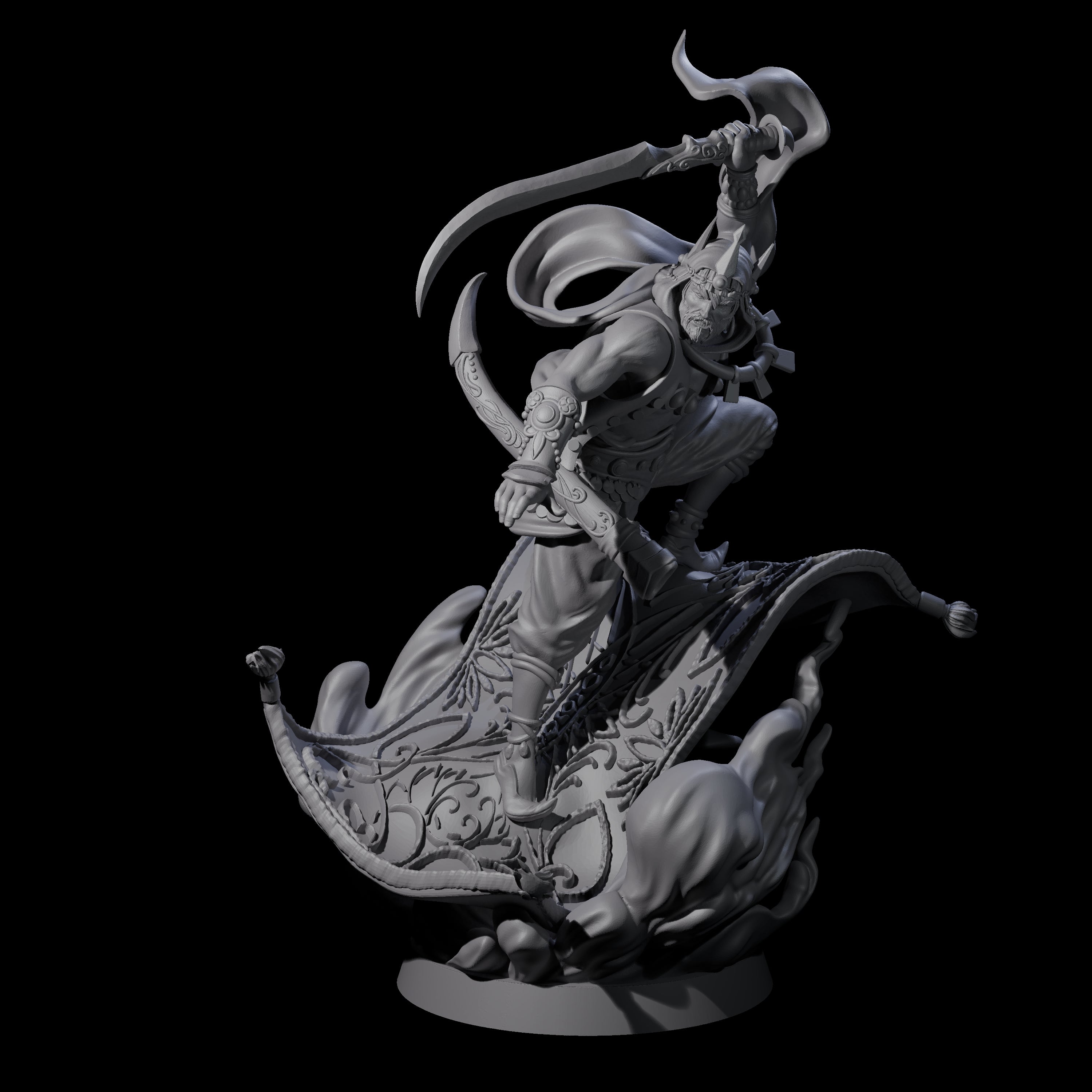 Magic Carpet Riding Hero Miniature for Dungeons and Dragons, Pathfinder or other TTRPGs