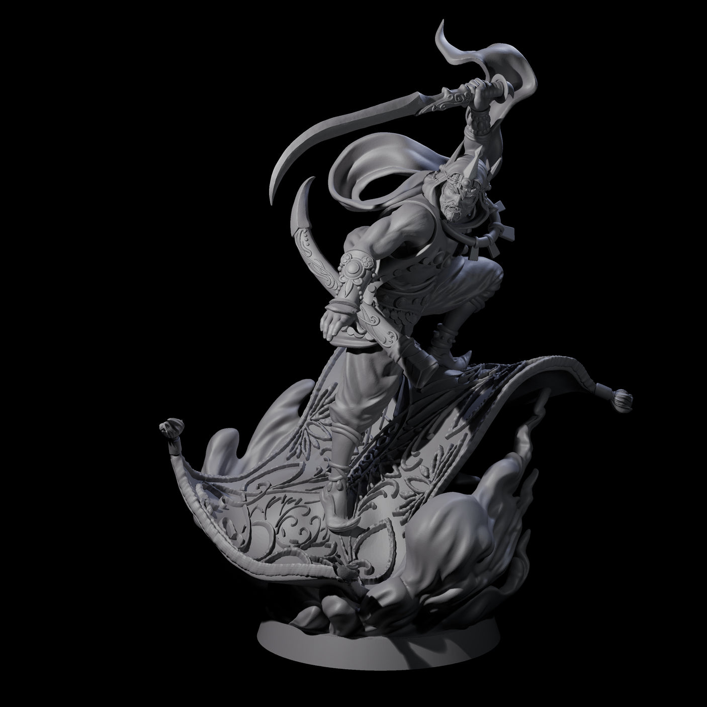 Magic Carpet Riding Hero Miniature for Dungeons and Dragons, Pathfinder or other TTRPGs
