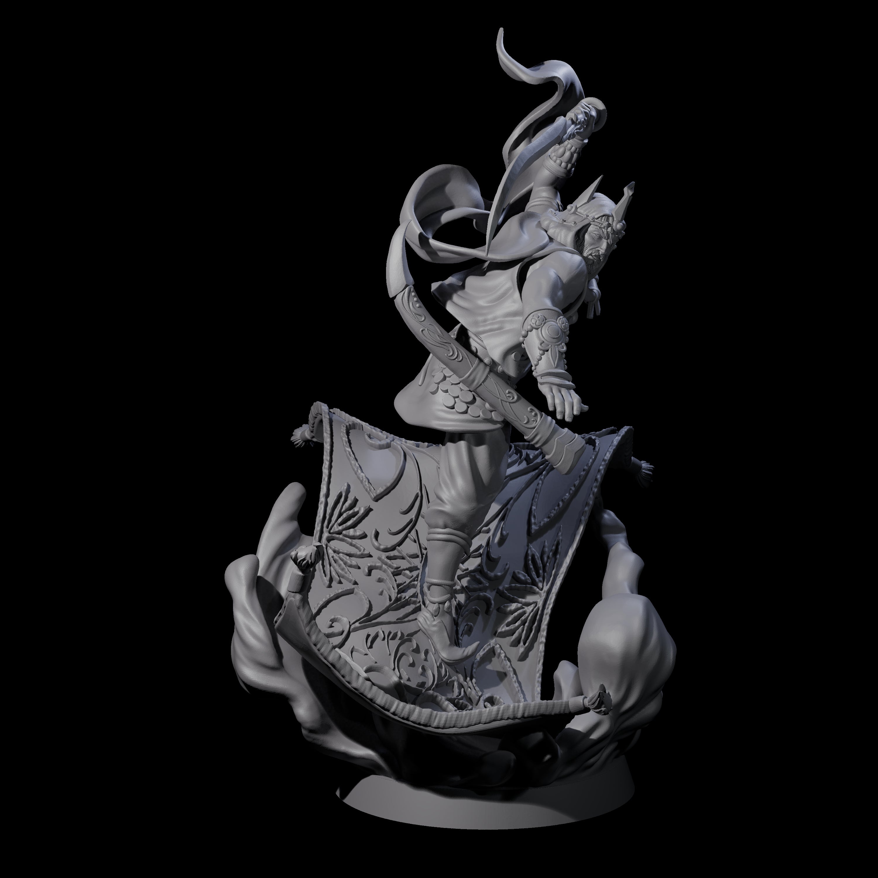 Magic Carpet Riding Hero Miniature for Dungeons and Dragons, Pathfinder or other TTRPGs