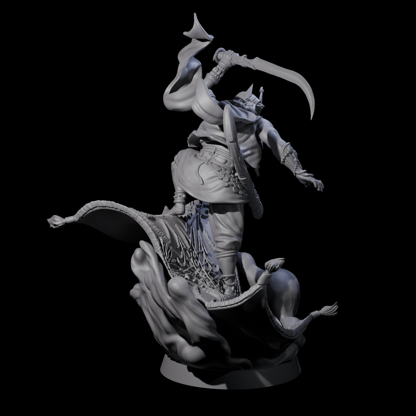 Magic Carpet Riding Hero Miniature for Dungeons and Dragons, Pathfinder or other TTRPGs