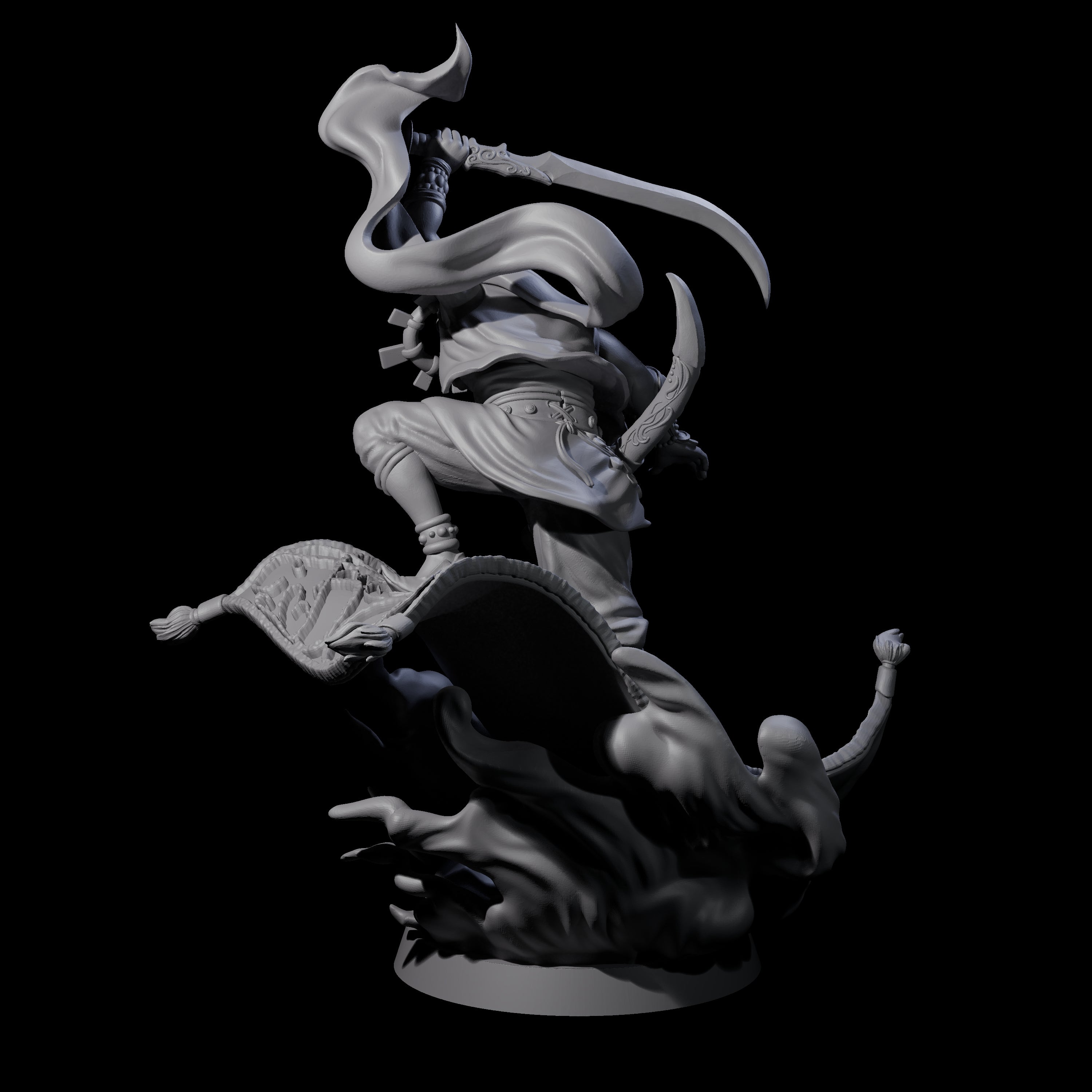 Magic Carpet Riding Hero Miniature for Dungeons and Dragons, Pathfinder or other TTRPGs