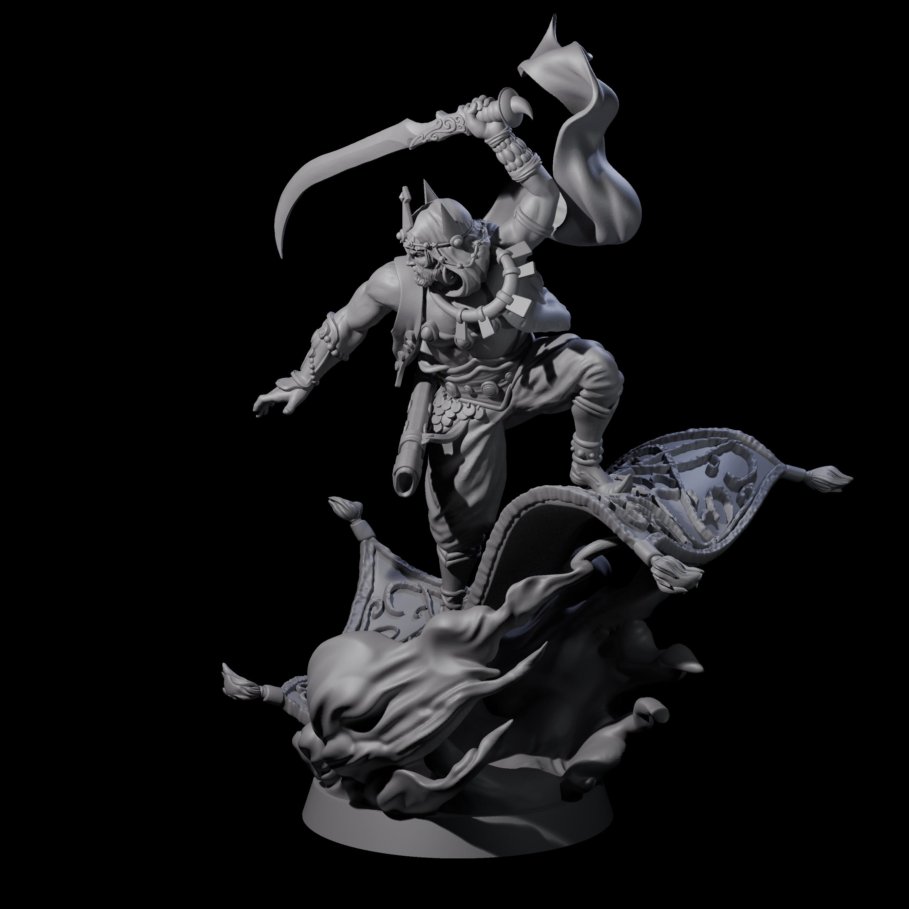 Magic Carpet Riding Hero Miniature for Dungeons and Dragons, Pathfinder or other TTRPGs
