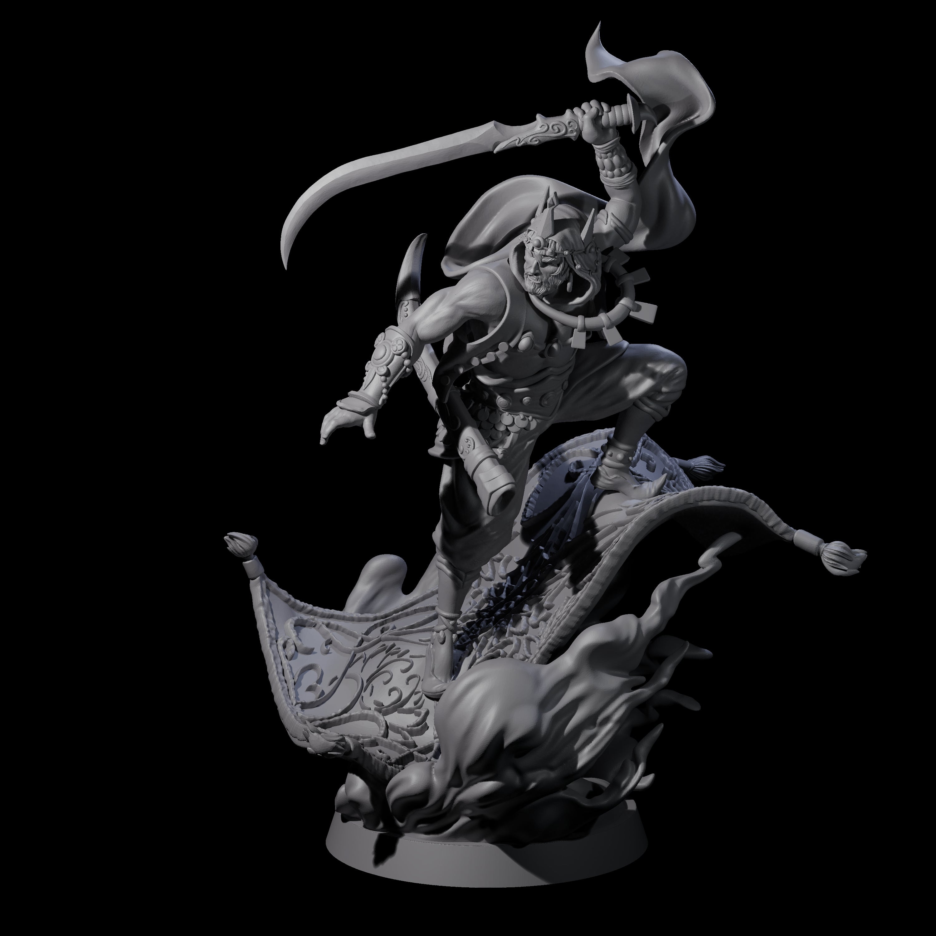 Magic Carpet Riding Hero Miniature for Dungeons and Dragons, Pathfinder or other TTRPGs