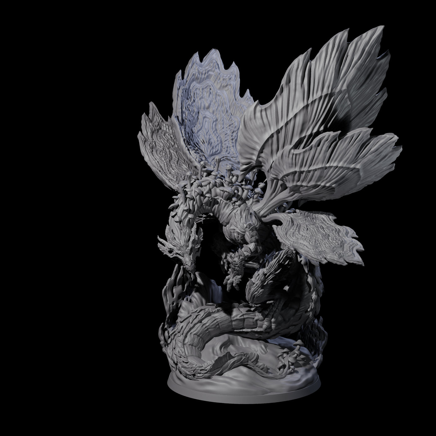 Majestic Fungal Dragon Miniature for Dungeons and Dragons, Pathfinder or other TTRPGs