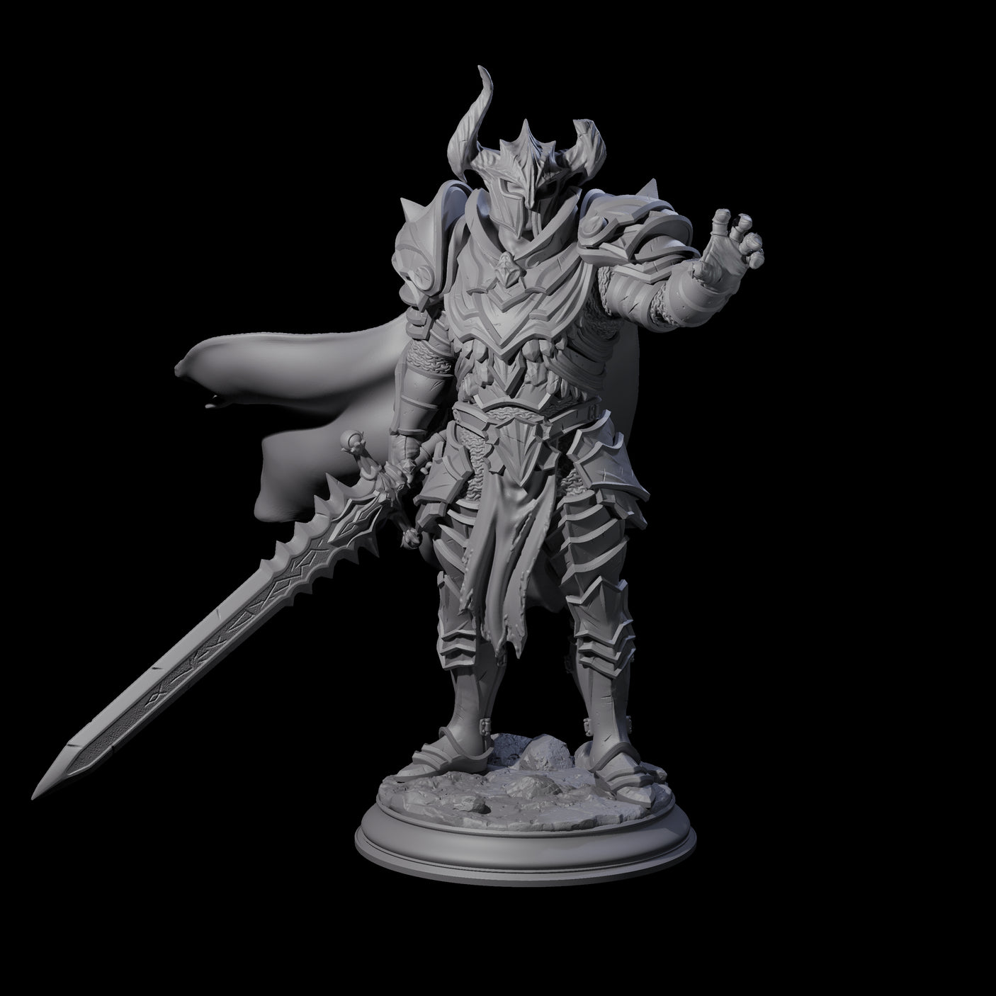 Maleficent Demon Knight Miniature for Dungeons and Dragons, Pathfinder or other TTRPGs