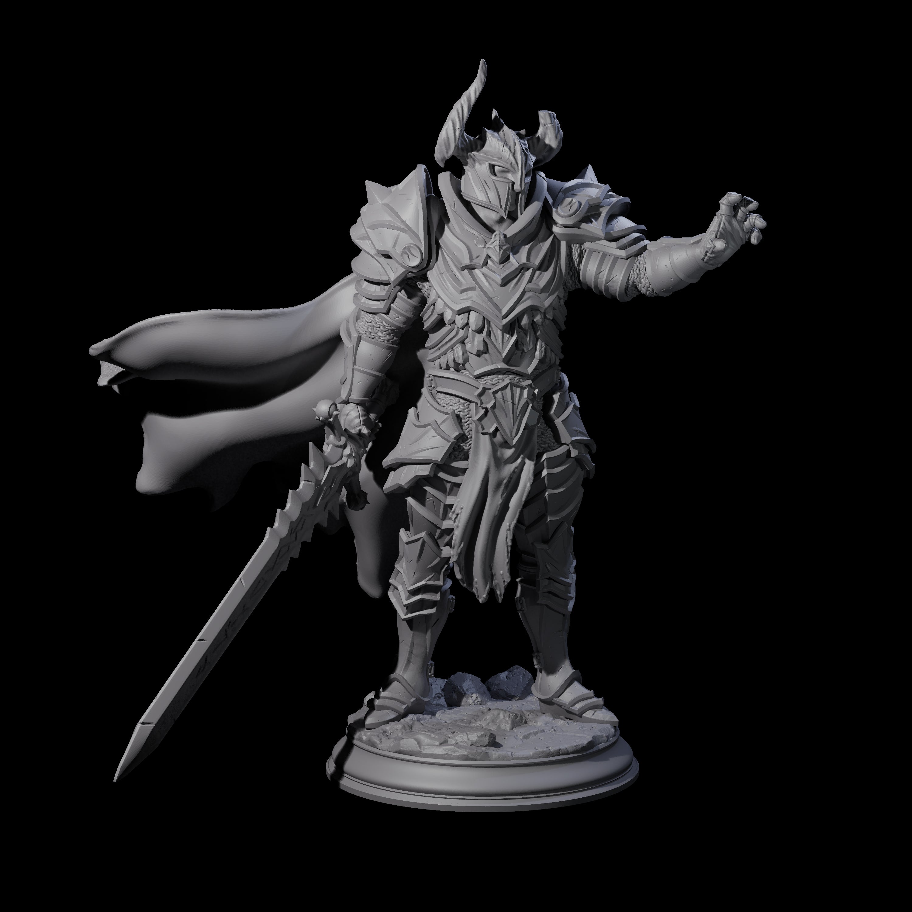 Maleficent Demon Knight Miniature for Dungeons and Dragons, Pathfinder or other TTRPGs