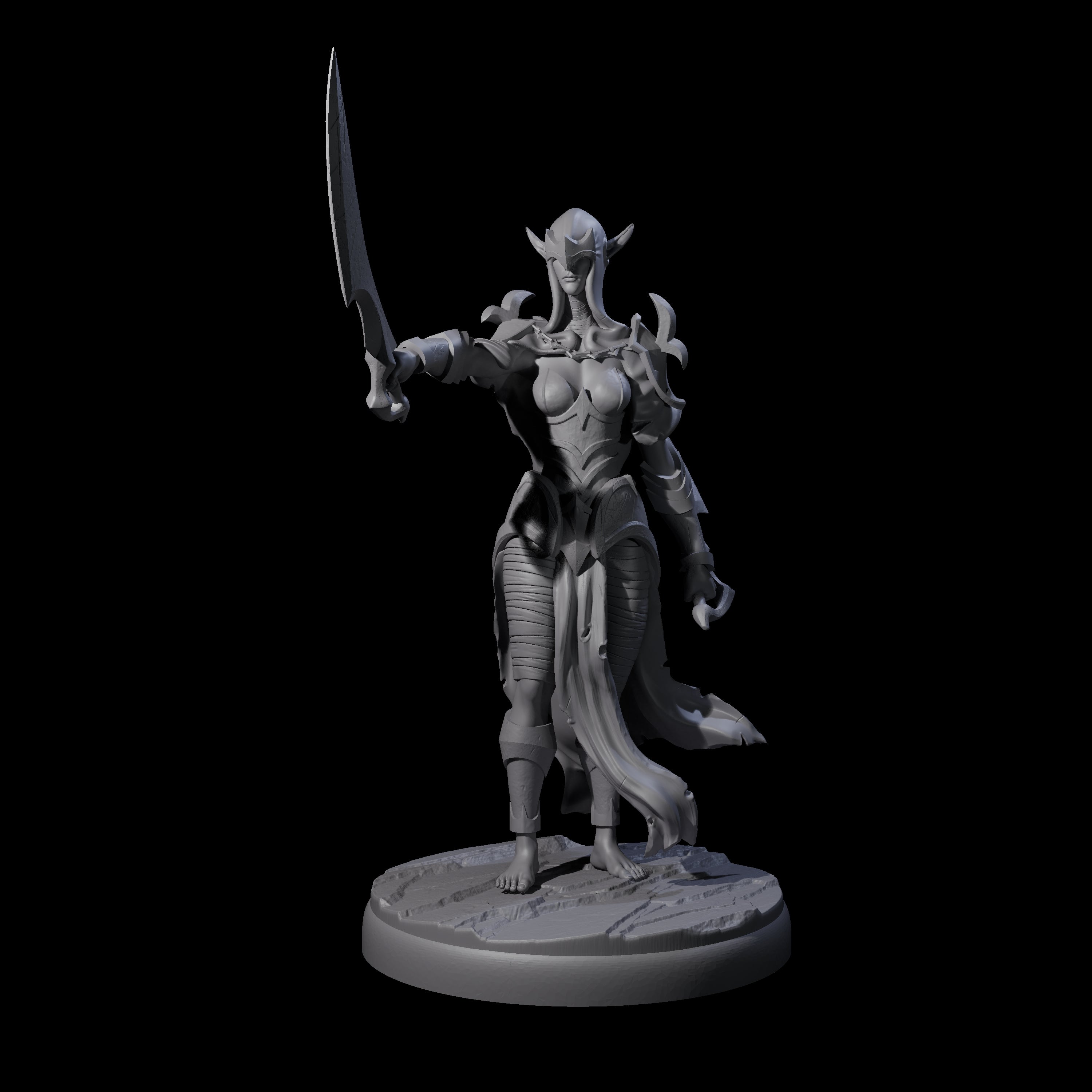 Masked Dark Elf Rogue B Miniature for Dungeons and Dragons, Pathfinder or other TTRPGs