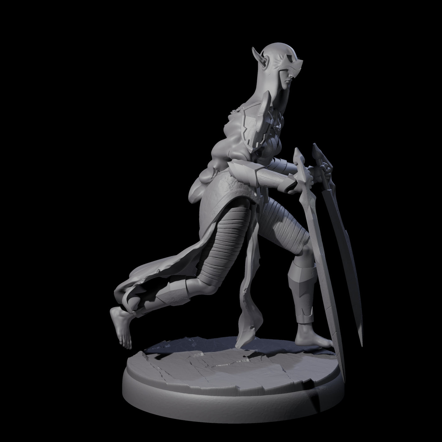 Masked Dark Elf Rogue C Miniature for Dungeons and Dragons, Pathfinder or other TTRPGs