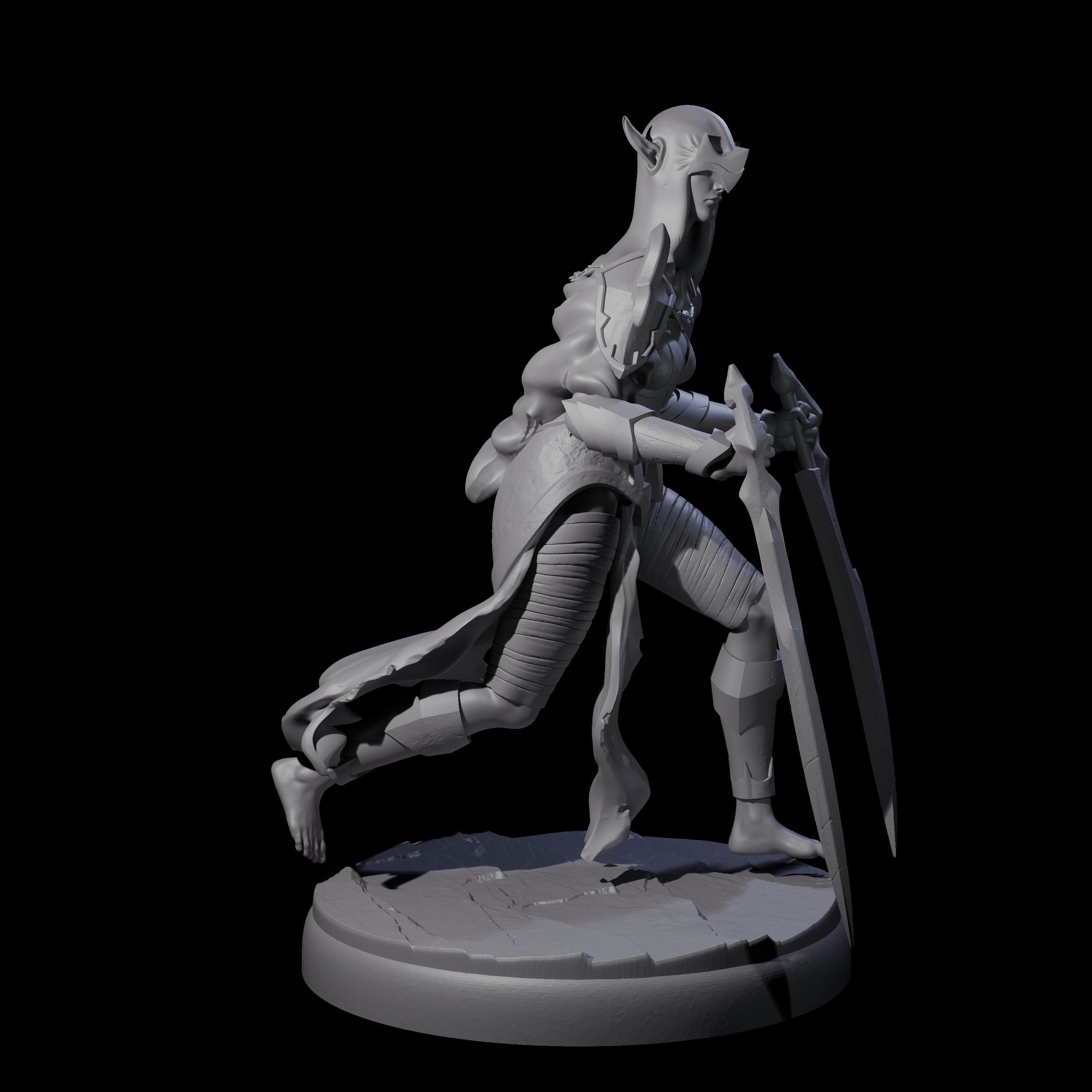 Masked Dark Elf Rogue C Miniature for Dungeons and Dragons, Pathfinder or other TTRPGs