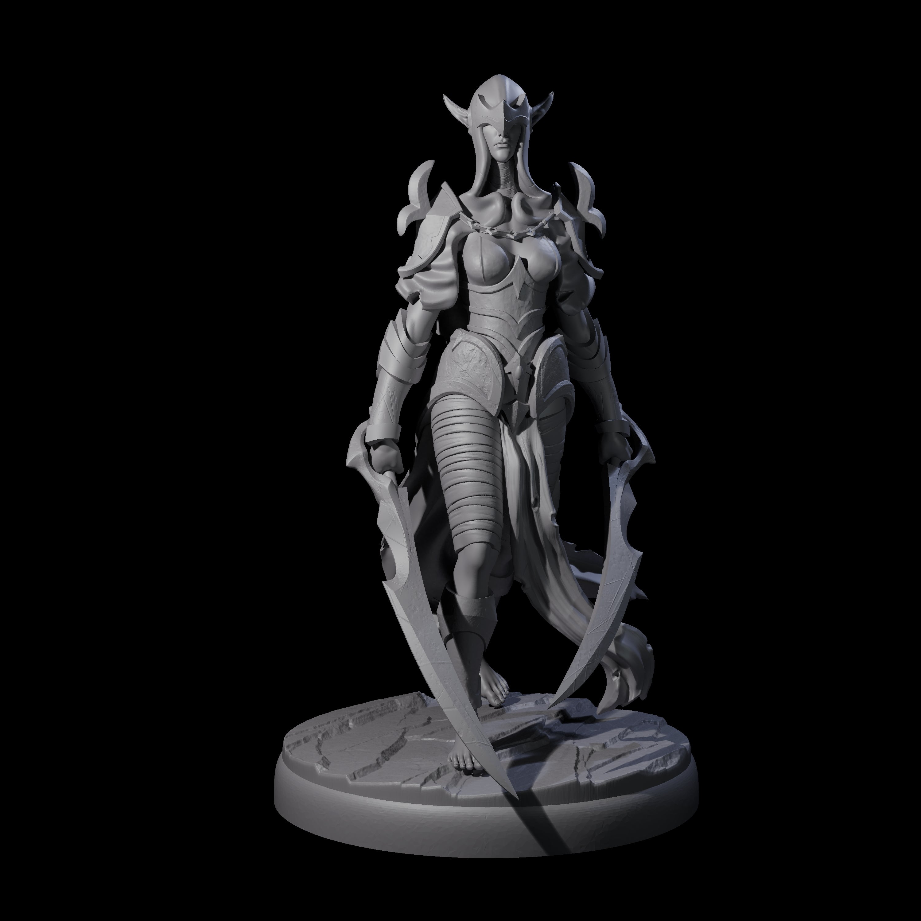 Masked Dark Elf Rogue Company Miniature for Dungeons and Dragons, Pathfinder or other TTRPGs