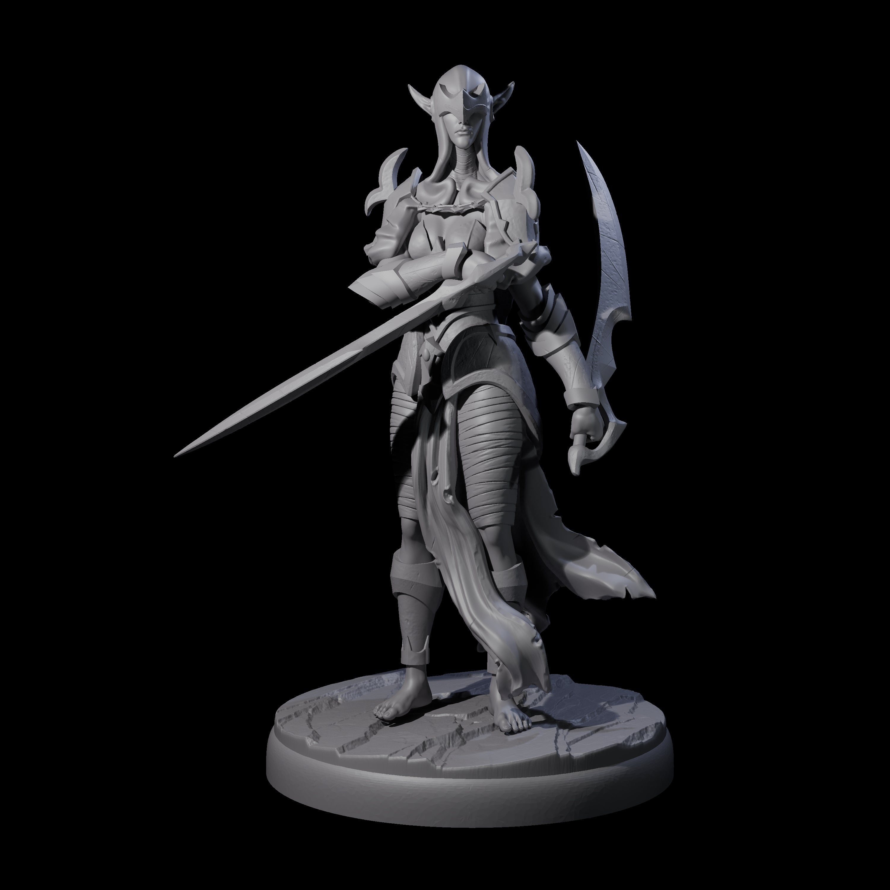 Masked Dark Elf Rogue Company Miniature for Dungeons and Dragons, Pathfinder or other TTRPGs