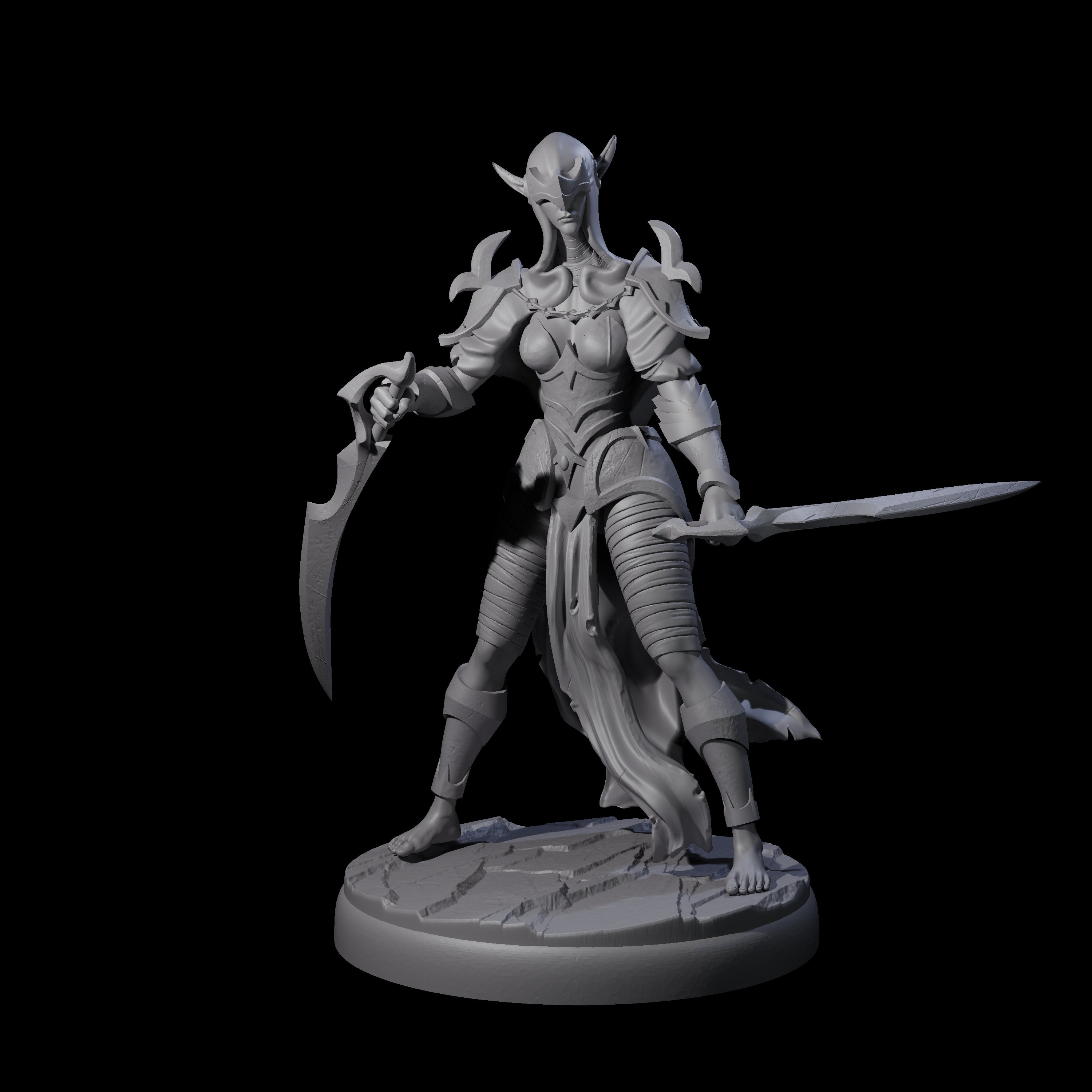 Masked Dark Elf Rogue Company Miniature for Dungeons and Dragons, Pathfinder or other TTRPGs