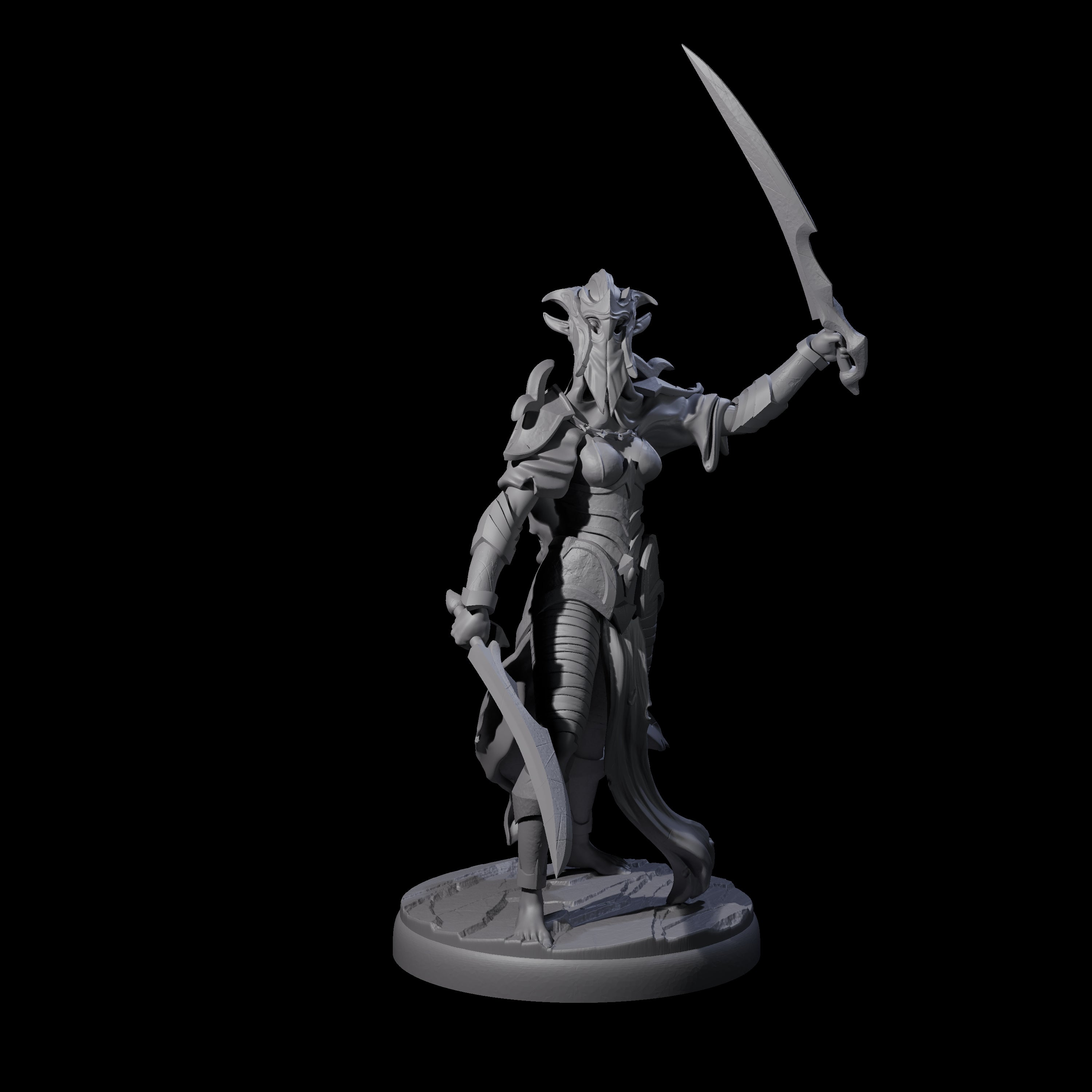 Masked Dark Elf Rogue Company Miniature for Dungeons and Dragons, Pathfinder or other TTRPGs
